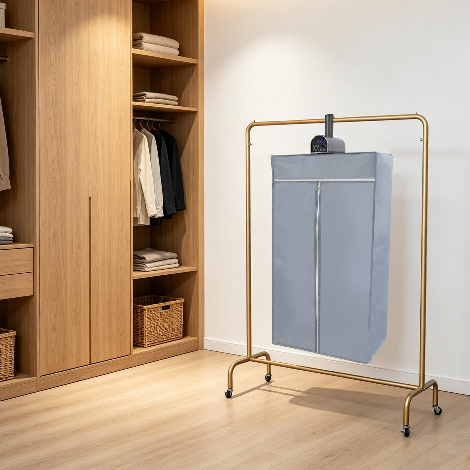 Tragbarer Wäschetrockner 600 W faltbar mit 240 Minuten Timer(Lila)