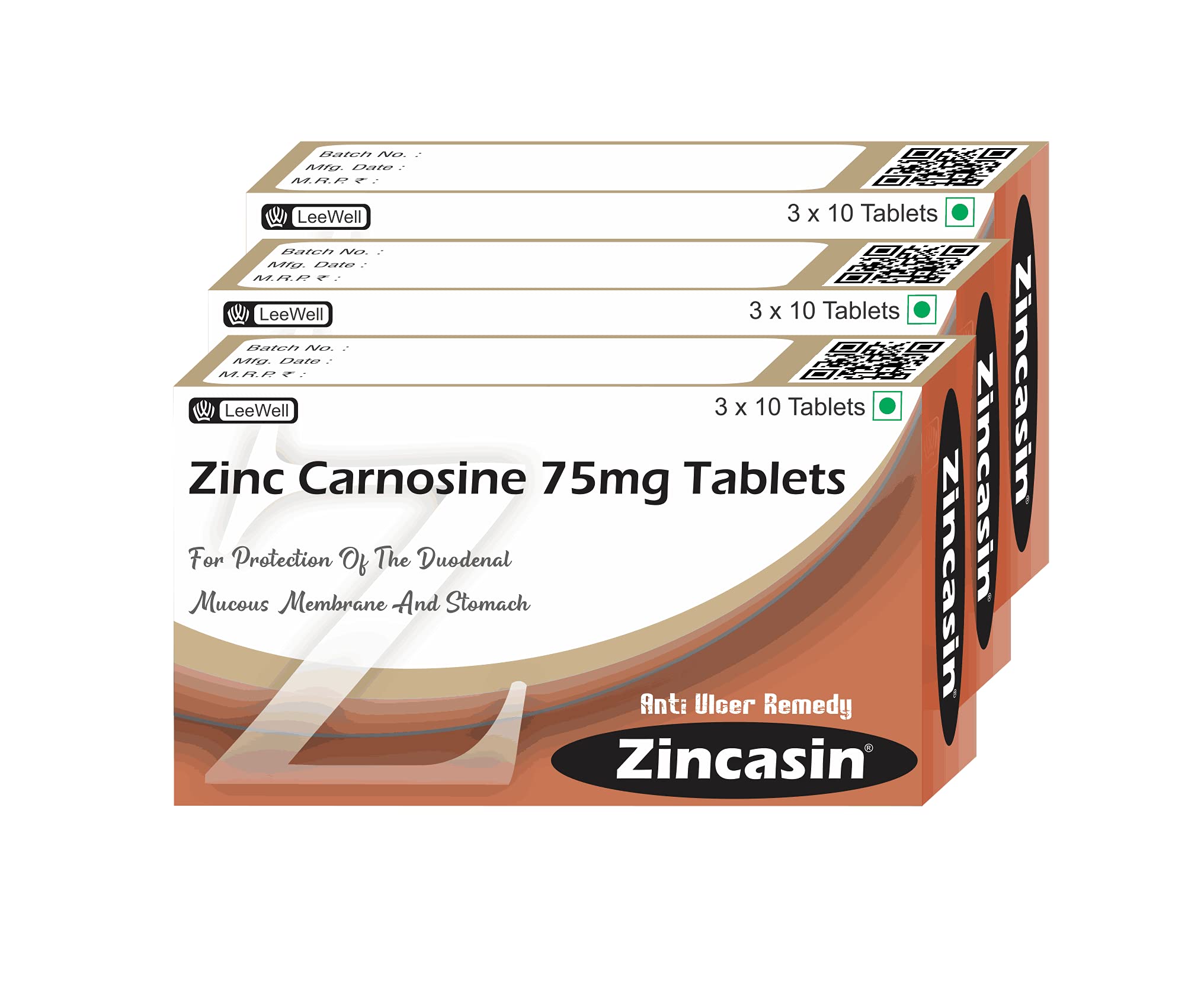 Buy Zincasin Zinc Carnosine 75mg Supplement Support Stomach , tric