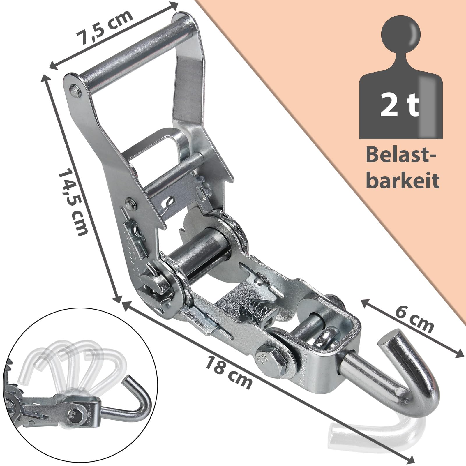 Sangles d'arrimage pour Transport Voiture Lot de 4 Sangles de Serrage 2,9 m Sangle sécuriser Les Roues sur remorques 2000 daN DIN en 12195-2