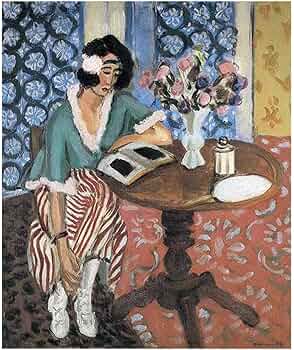 アンリ・マティス(Henri Matisse)、【読書する娘，花瓶の花】