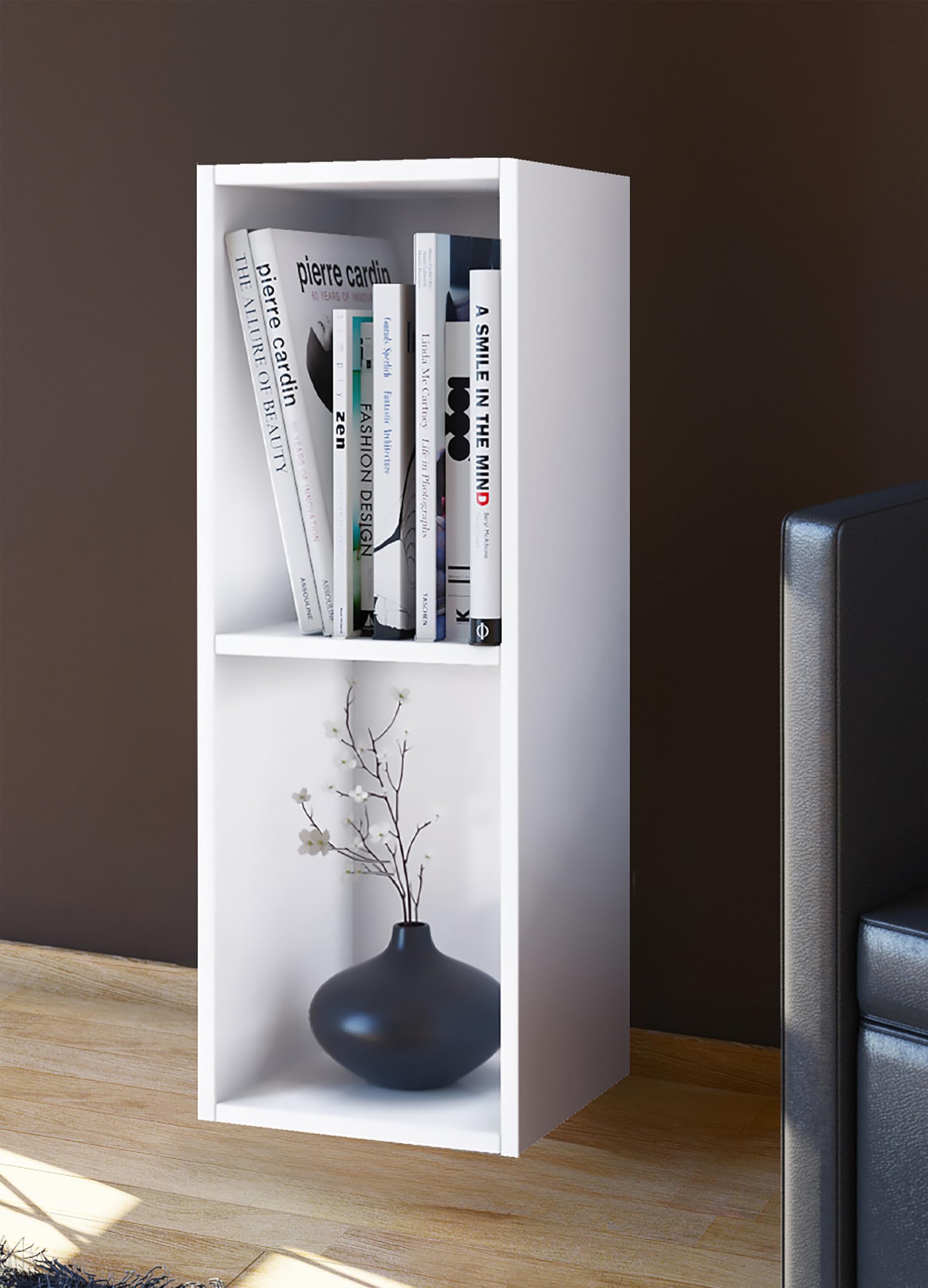 VCM Supporto per CD e Dvd in Legno Scaffale in Piedi Scaffale Decorativo Mendas 2 Scomparti Supporto per CD e Dvd in Legno Scaffale in Piedi Scaffale Decorativo Mendas 2 Scomparti Bianco