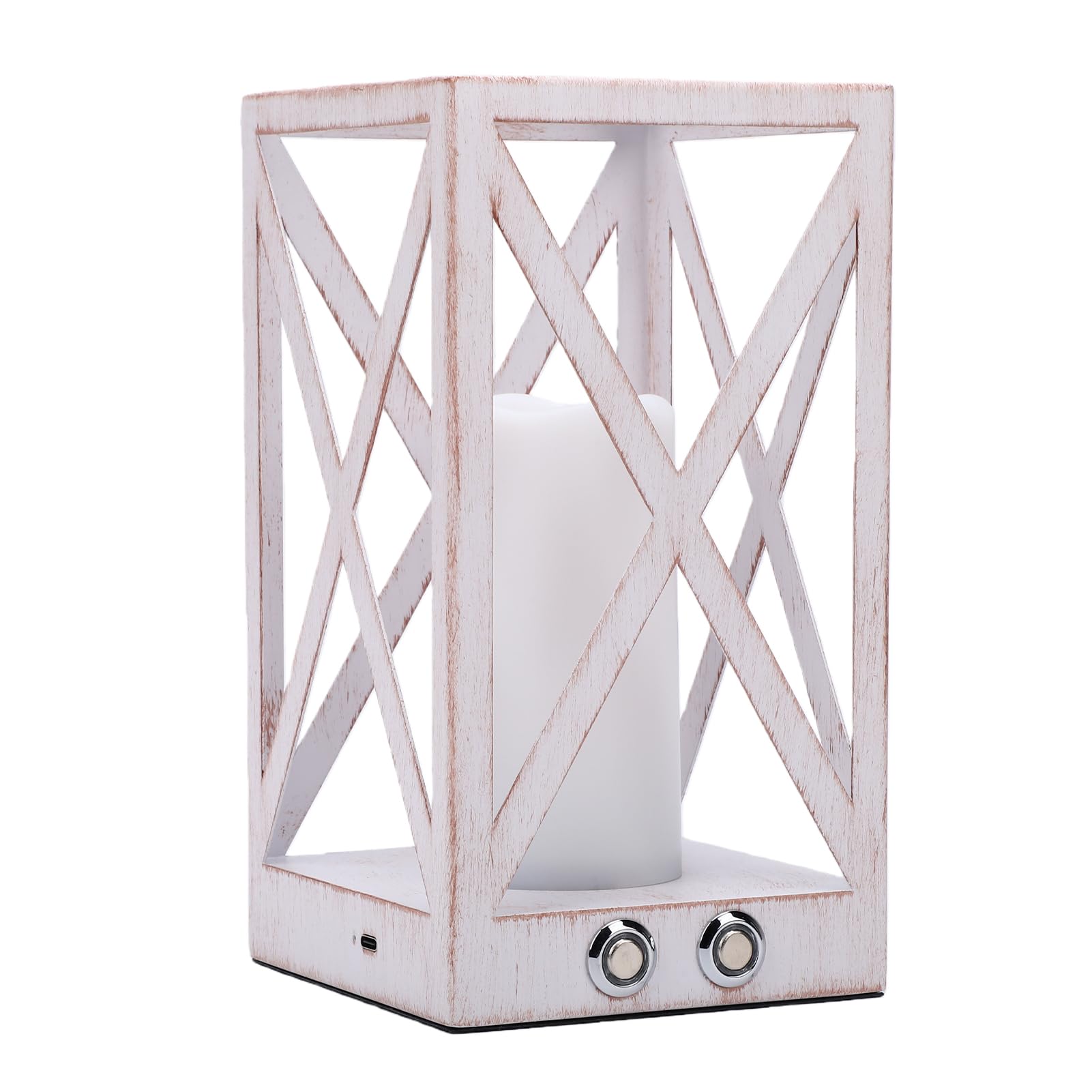 Lampada da Tavolo a LED con Temperatura di Colore Regolabile Luce Notturna Portatile con Effetto Candela per Camera da Letto Asilo Nido Ferro 11,8x11,8x22 Cm (WHITE)
