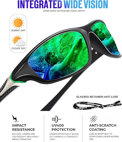 Vista 4 de KALIYADI 4 Pack Polarized Sunglasses-Men Sports Sun-glasses: Mens Sunglasses UV Protection for Fishing Driving Cycling