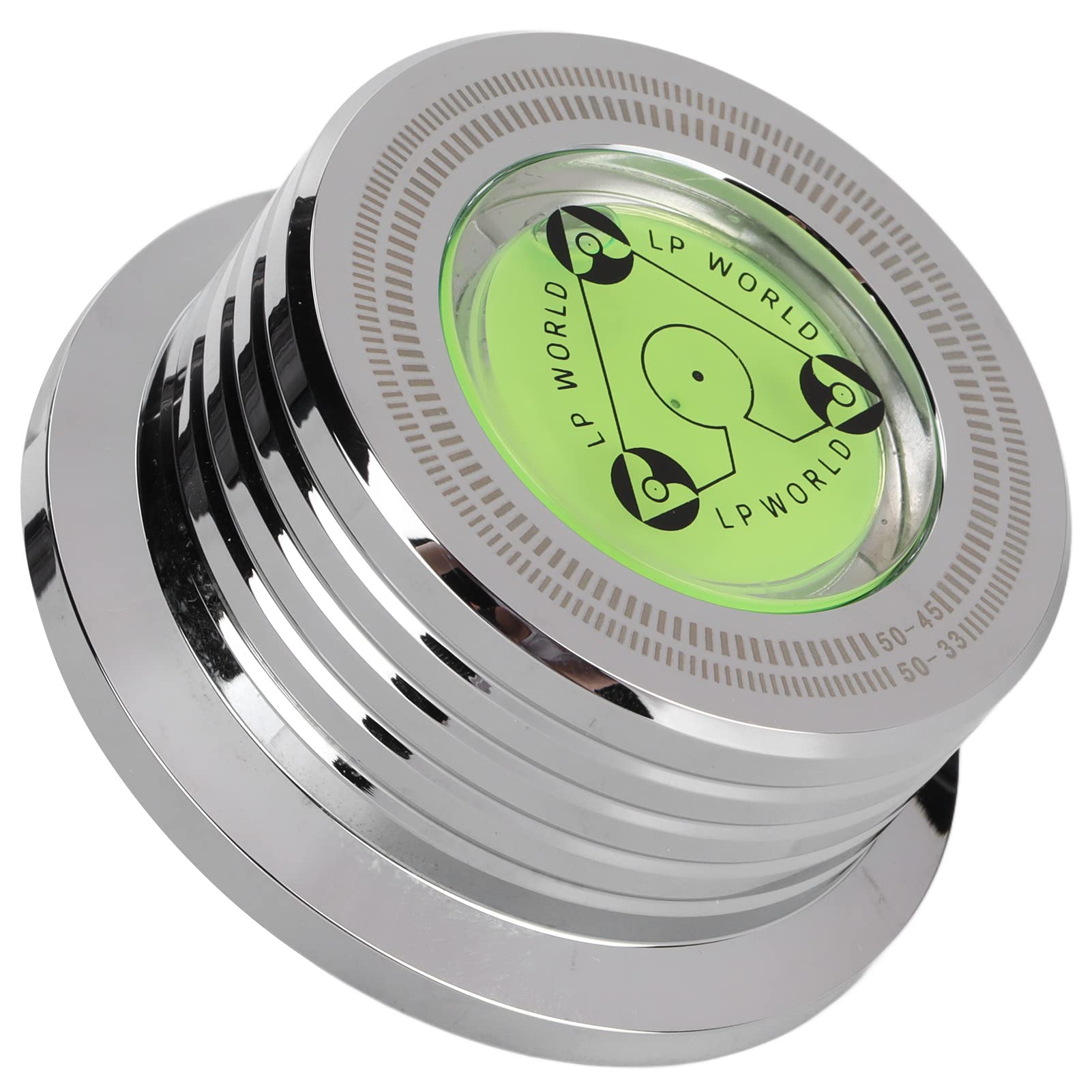 Stabilisateur de Disque Vinyle, Stabilisateur de Poids Record, Pince à Disque en Aluminium avec Mise à Niveau à Bulle pour Tourne-disque LP 50 Hz, Stabilisateur de Disque pour Platines(Argent)