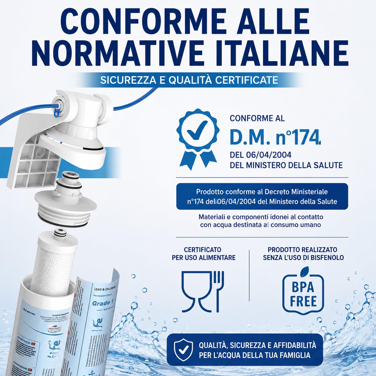 Depuratore Acqua Sottolavello 730C 0,5 Micron con Rubinetto 1 Via