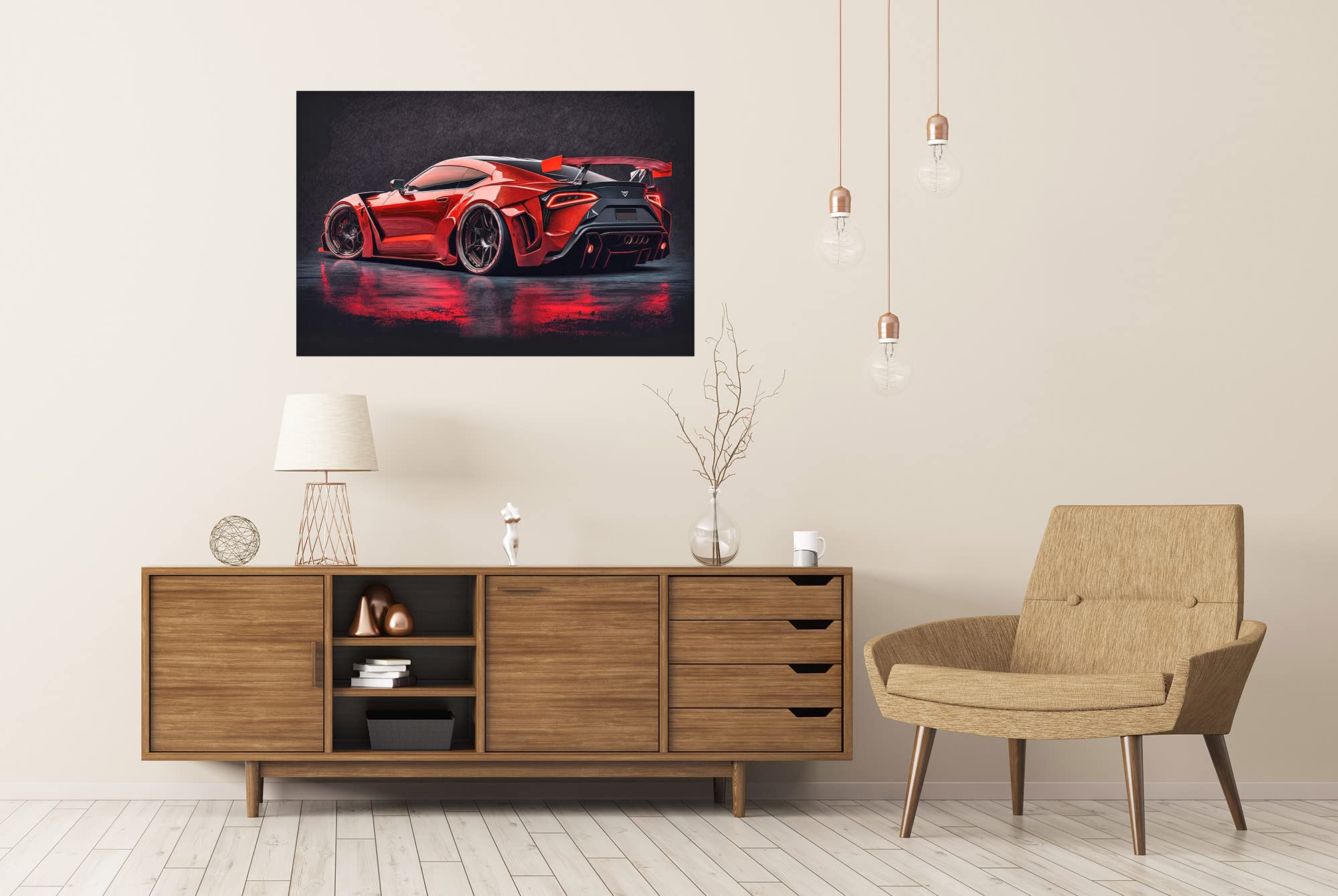 islandburner IXDH-PGR XXL - Póster de coche deportivo rojo para habitación infantil