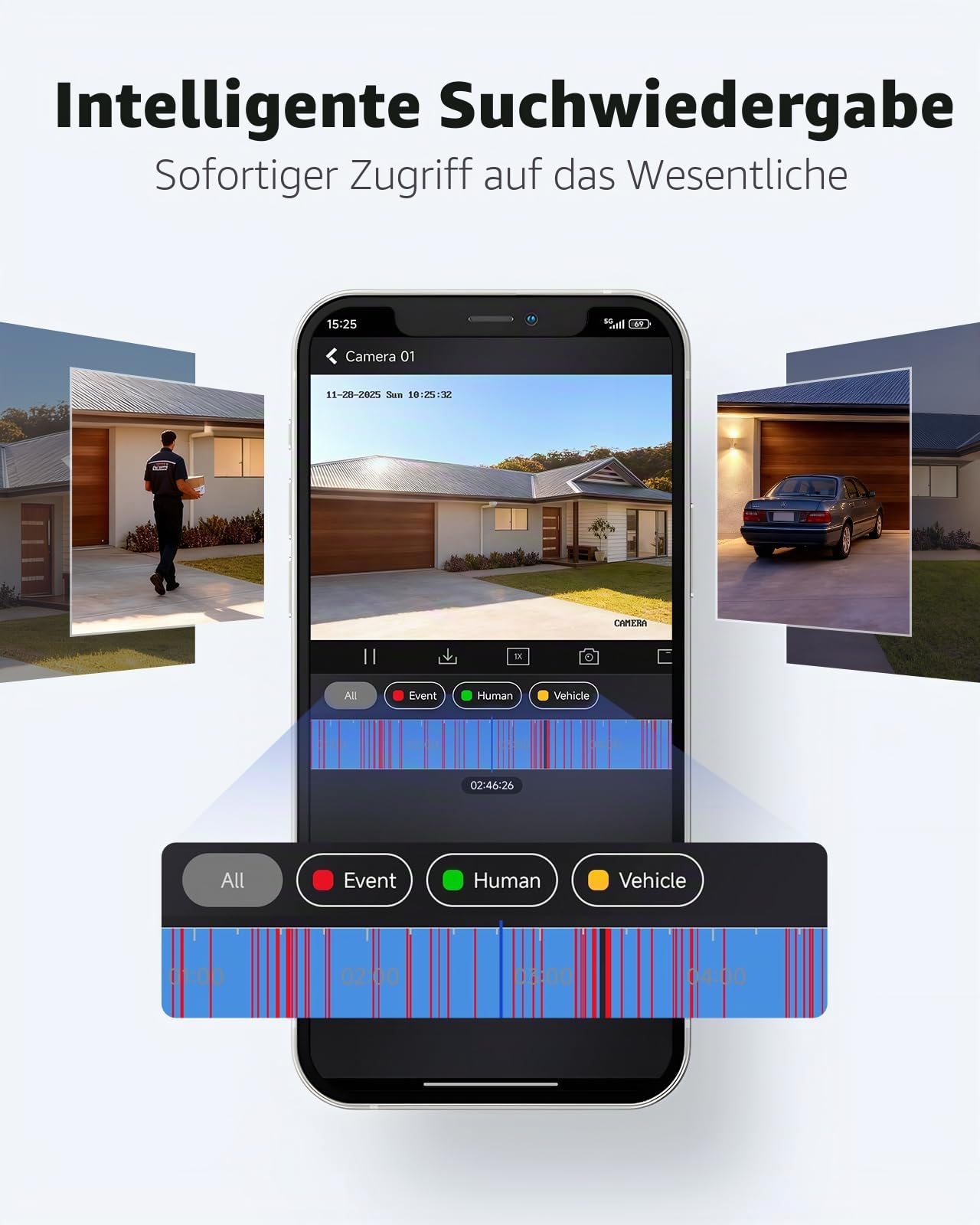 ANNKE 3K/5MP Lite AI 8 Kanal DVR mit 2TB HDD für 24/7 Aufzeichnung, 4X 3K Kabelgebundene Kameras mit Zwei-Wege-Audio und Farb-Nachtsicht, Sicherheitssystem, E-Mail-Benachrichtigung mit Bildern