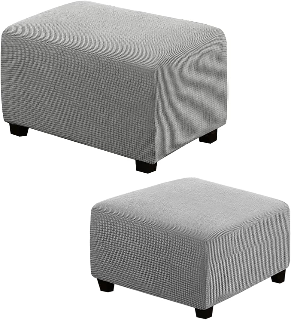 H.VERSAILTEX Rectangle Ottoman Slipcover X-Large Bundles Square Ottoman Slipcover, Dove
