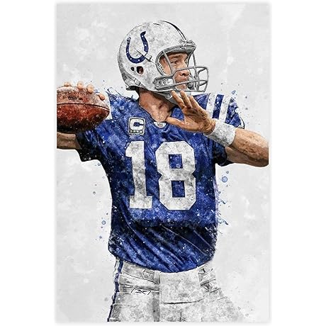 Peyton Manning Wall Art Sports Prints: 24x36inch(60x90cm) Canvas Art Sports Poster for Room Wall Decor
