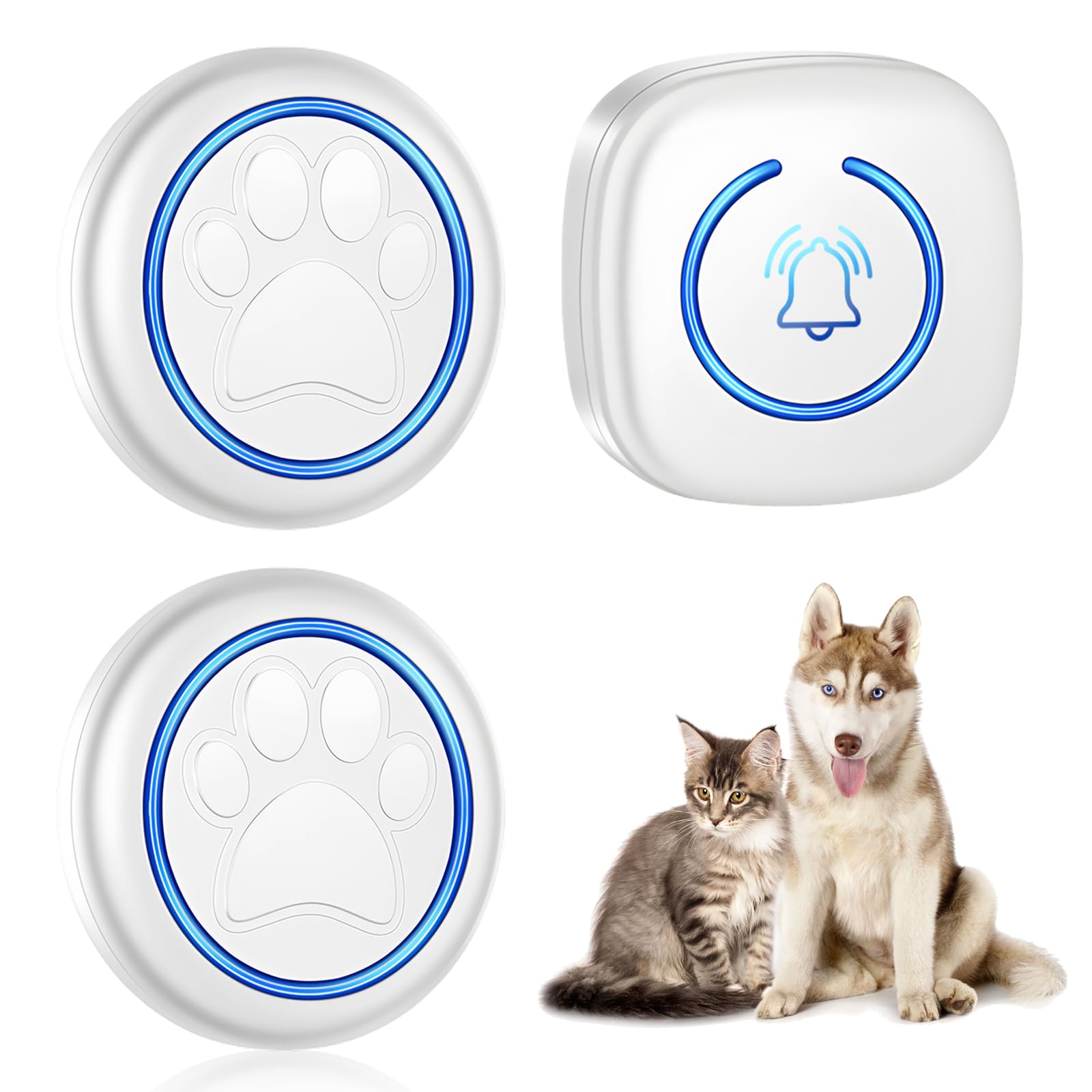BORDEAG Campanello per Cani, Campanello Radio per Esterni, 300m Campane da Allenamento, Campanello Senza Fili Animali per Esterni, Porta di Casa, Negozio, Ufficio(1 Ricevitore + 2 Trasmettitori)