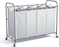 ROMOON Laundry Hamper Sorter Cart: 4-Section Organizer with Heavy-Duty Lockable Wheels and Removable Bags | 172L Rolling Laundry Basket for Dirty Clothes in Laundry Room or Small Spaces (Gray)