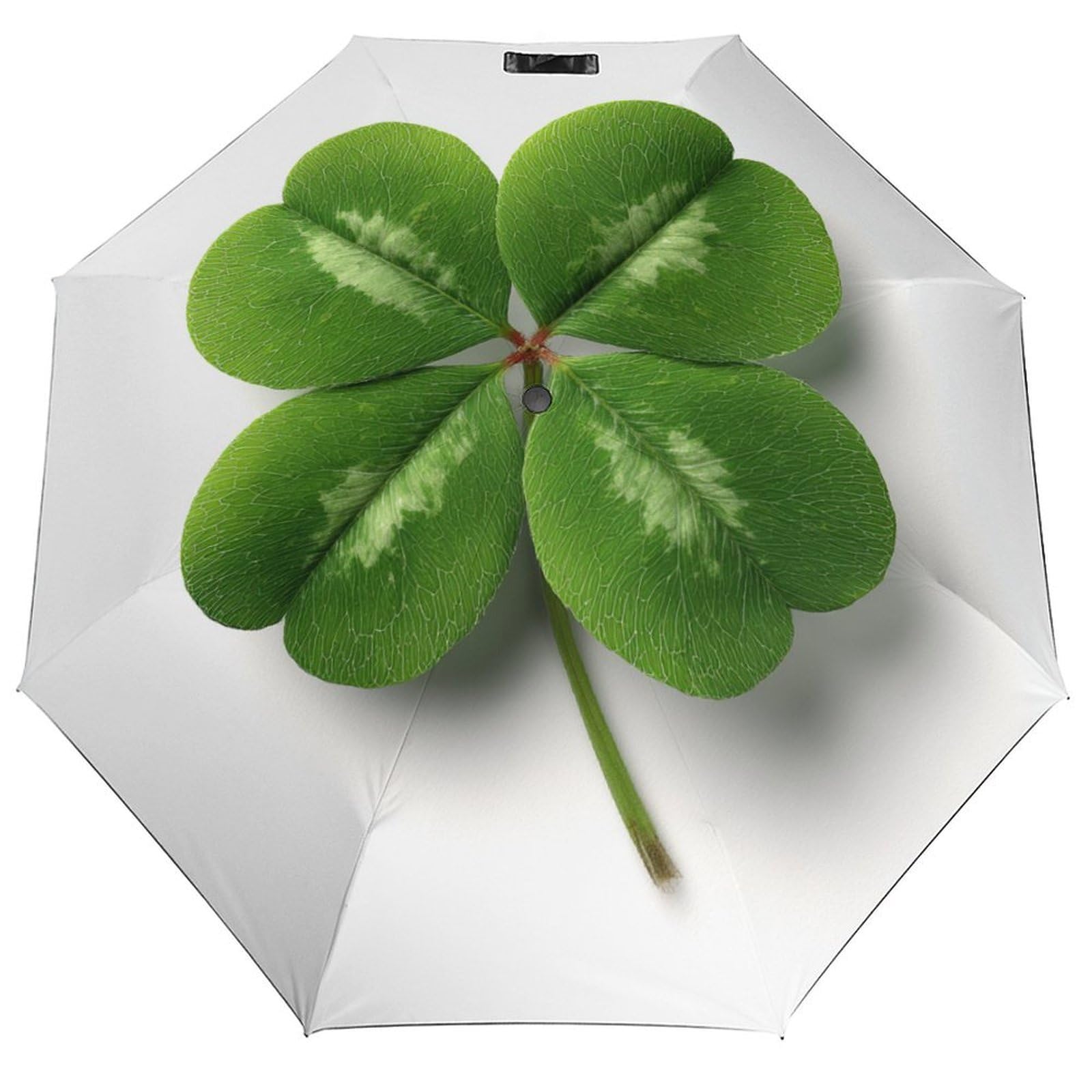 Jubonexis Black Large Four-Leaf Clover Folding Umbrella 3 Folds Auto Windproof Travel Umbrellas Strong Lightweight Umbrellas For Outdoor Sun & Rain