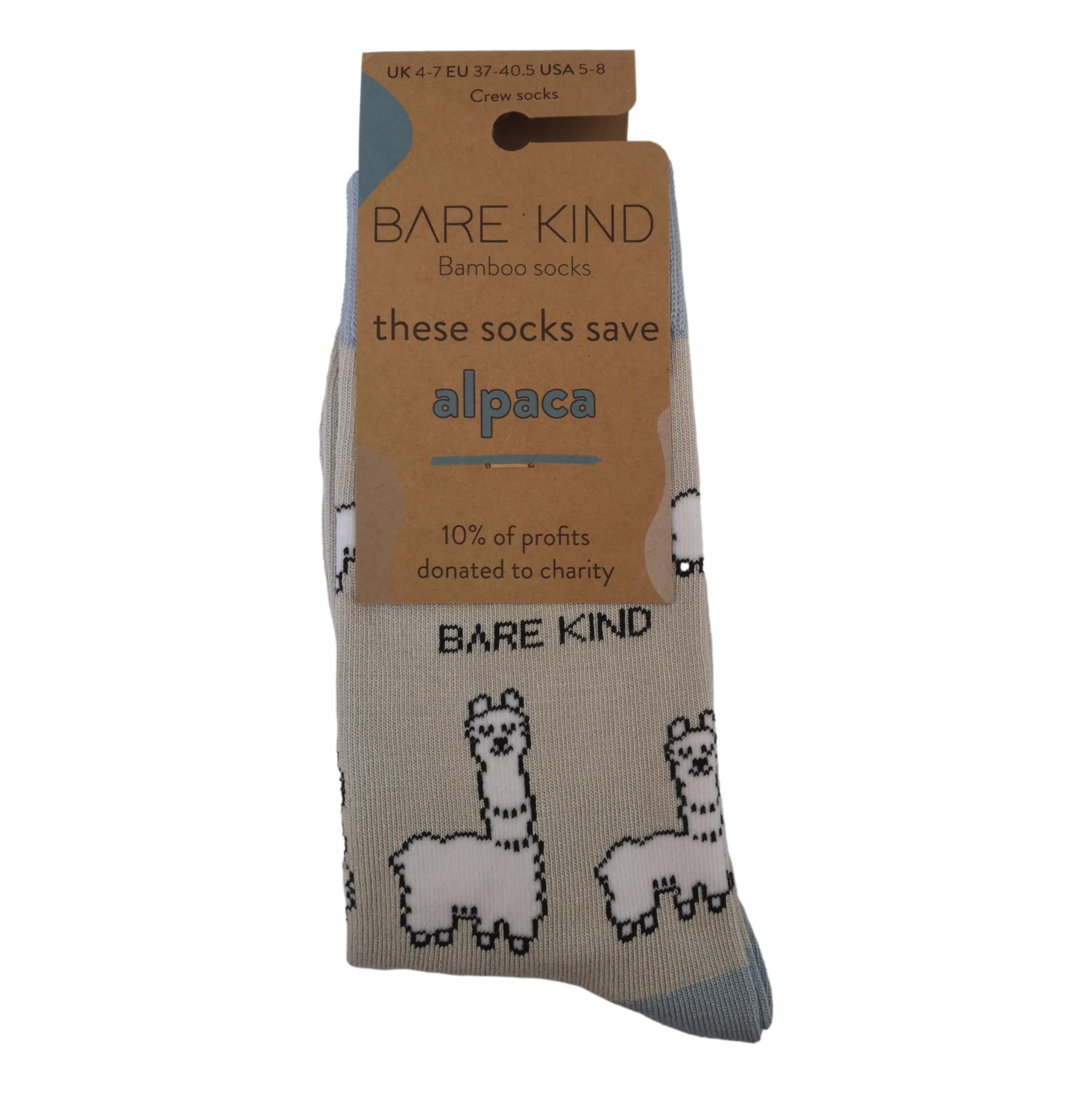 Bare Kind Unisex Pale Green Save The Alpacas Novelty Ankle Socks Adult Uk Size 4-7