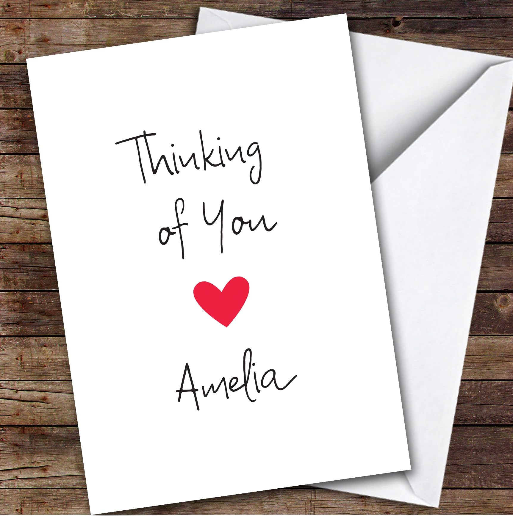 Personalised Thinking Of You Card For Anyone Heart Simple | Custom Greetings Card For Thinking Of You Any Text Inside & Out