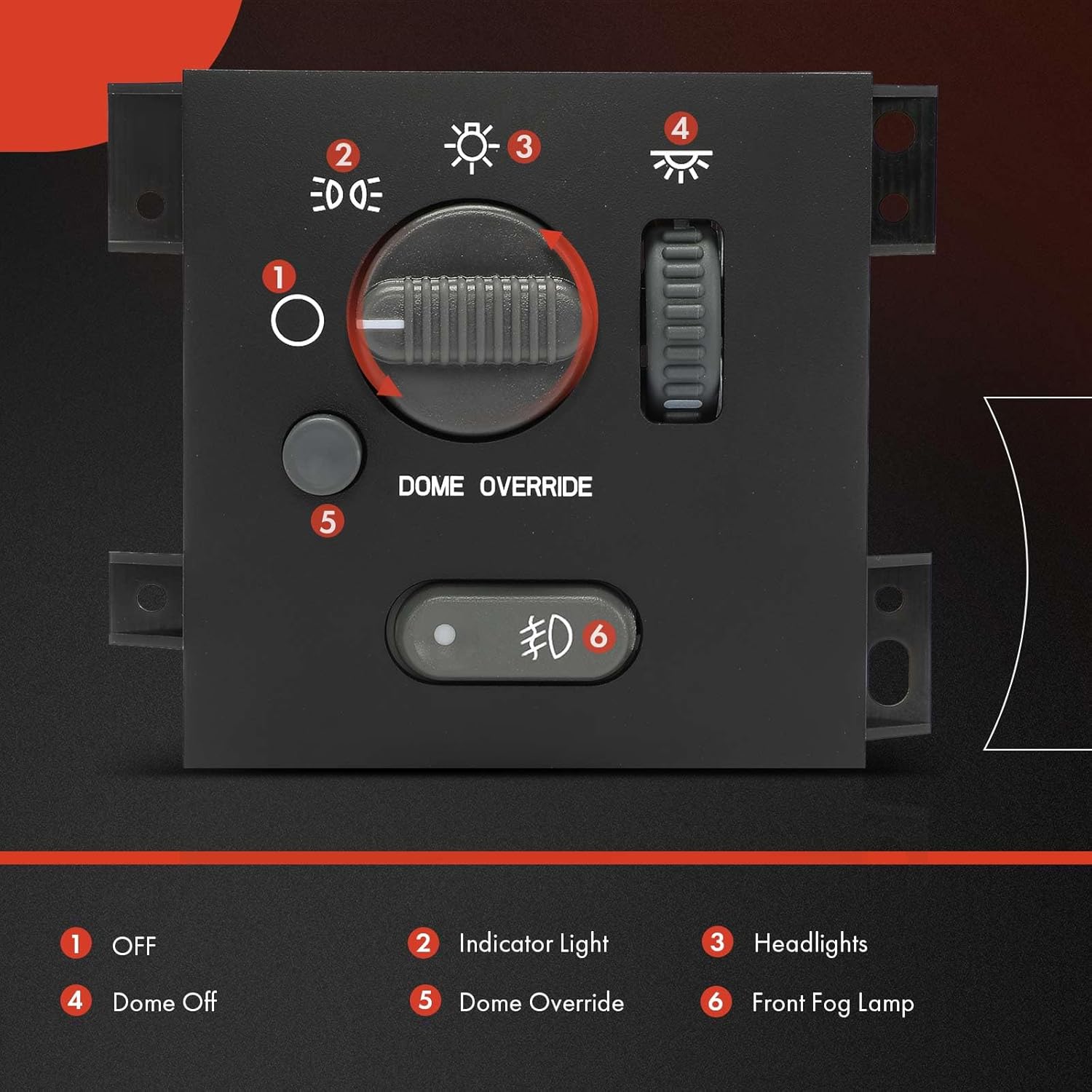 A-Premium Headlight Switch Instrument Panel Headlamp Dimmer Switch Compatible with Chevrolet Blazer 1998-2003, S10 1998-2002 & GMC Jimmy Sonoma 1998-2001 & Oldsmobile Bravada 1998-2001, w/Fog Lights