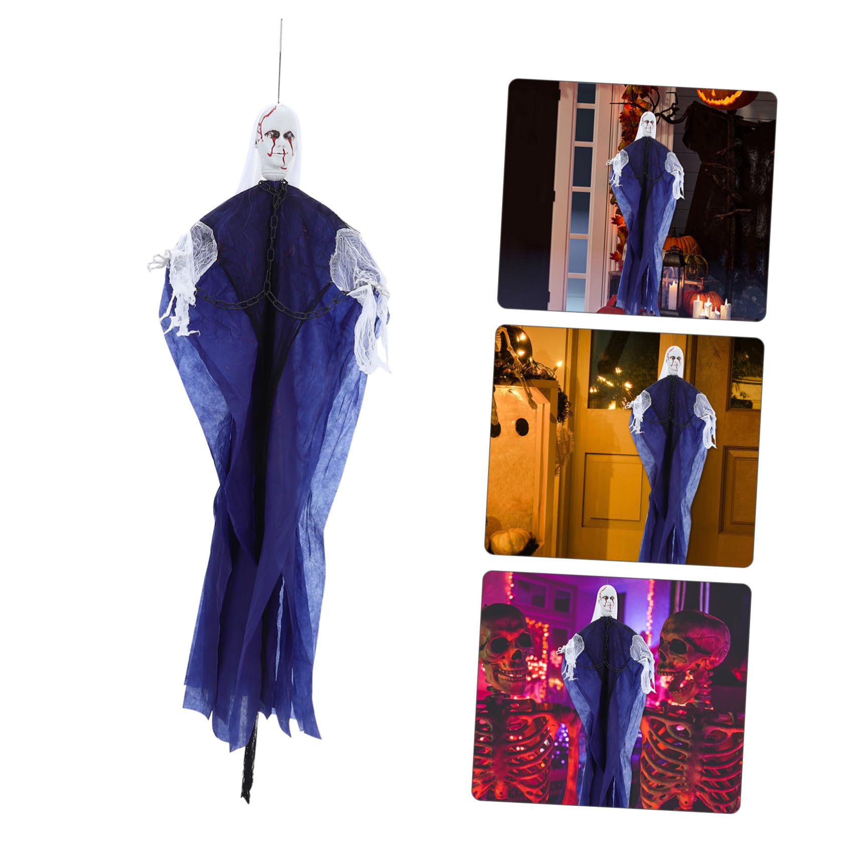 SUPVOX Decorazione Halloween Scheletro Appeso con Occhi LED e Attivazione Sonora Sangue con Per Esterni e Addobbo Spaventoso per e Casa Stregata
