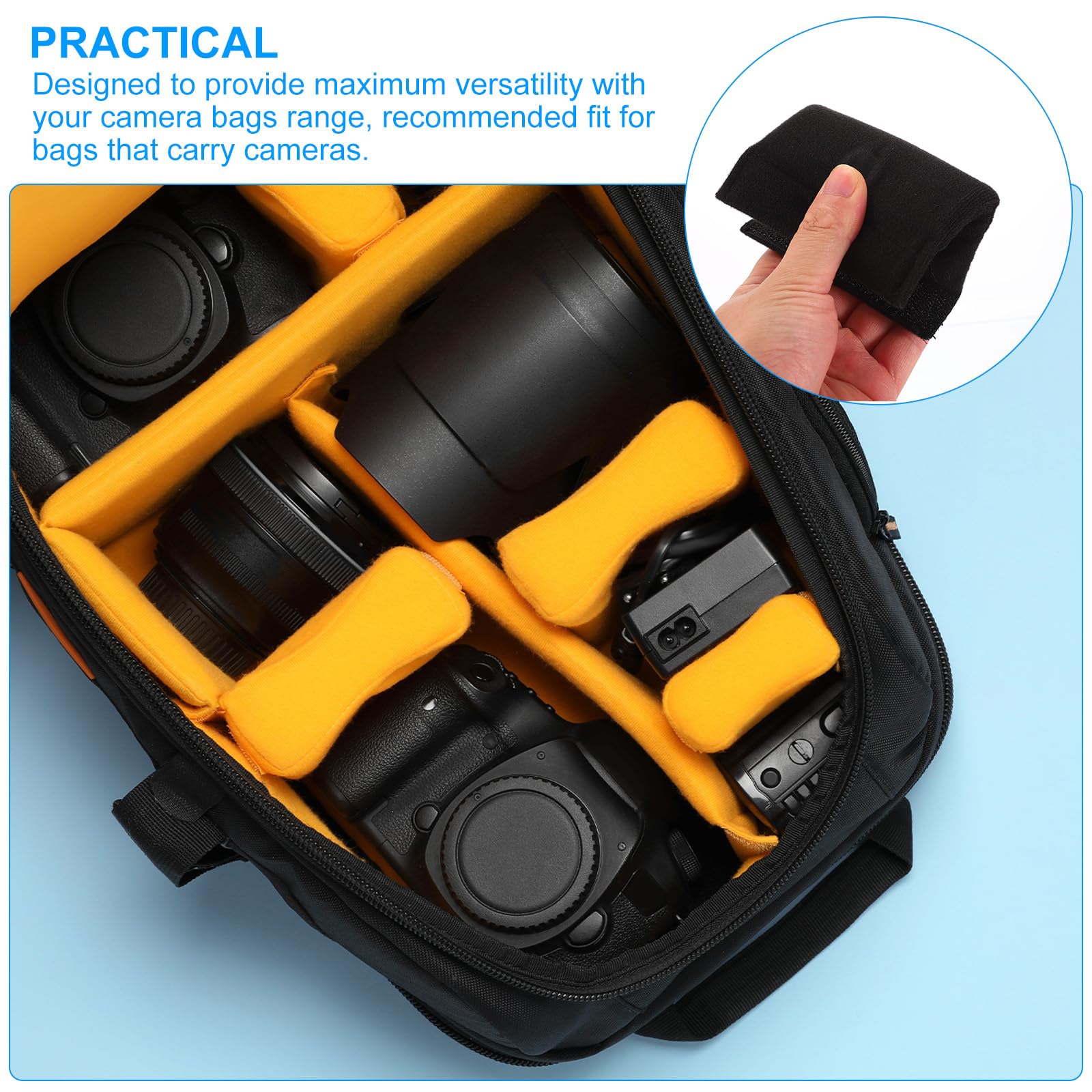 PATIKIL Divisore Borsa Fotocamera, 4Pz 5.51"x3.78"x0.55" Nero