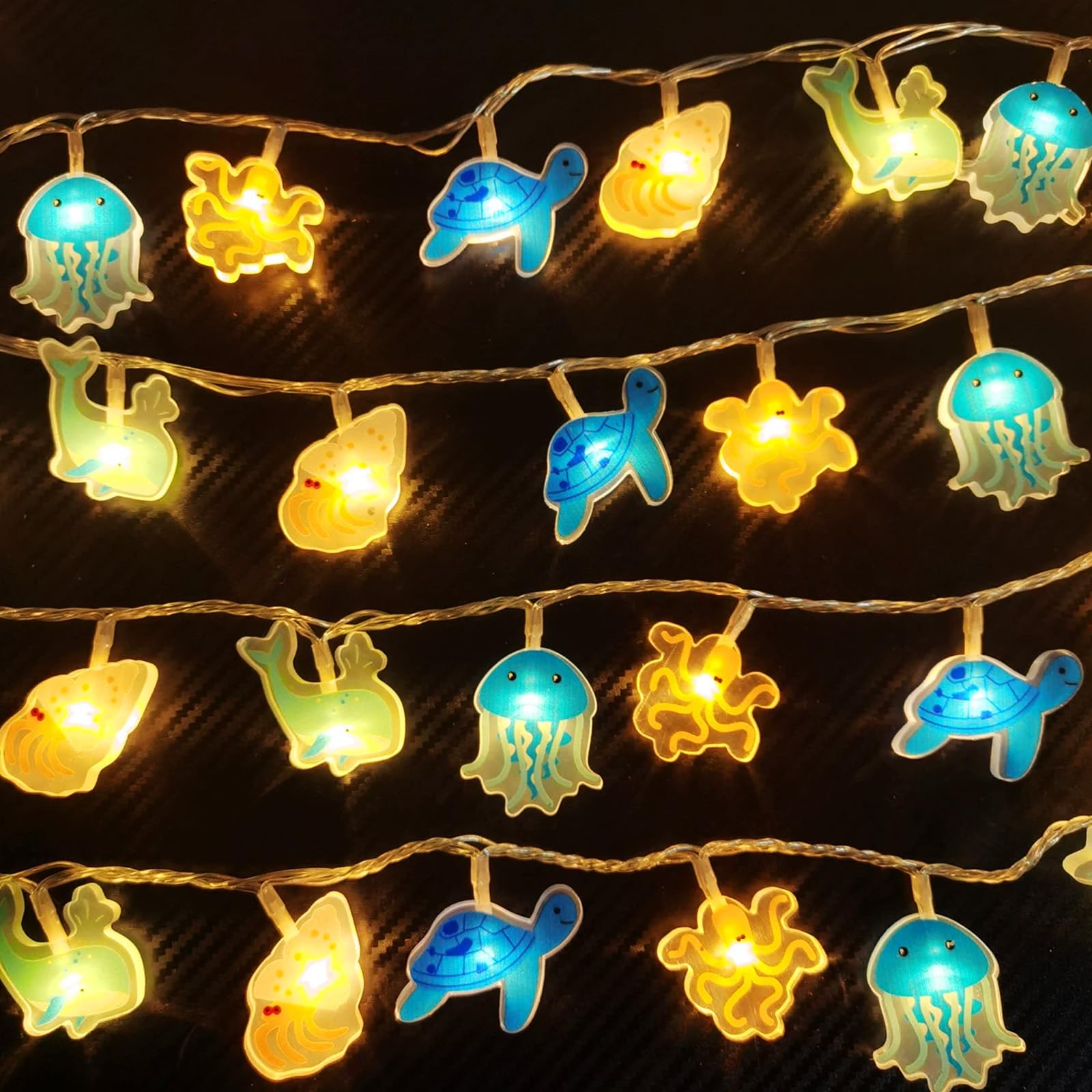 CHENBOOW Luz Nocturna,Cadena de Luces de Animales Marinos 3m,Luces Decorativas,para Habitación Infantil,LED para Interiores,para Dormitorio,Cumpleaños,Interiores