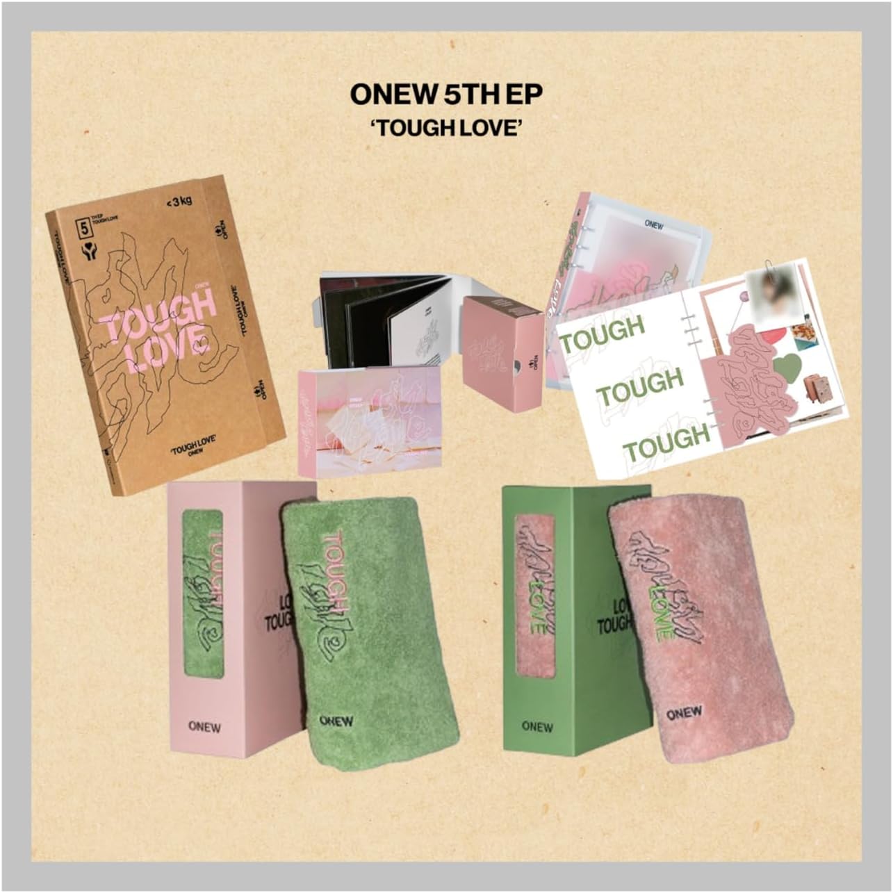 (Full Set : BOOK+NOTE+POCKET+2TOWEL) SHINee ONEW TOUGH LOVE 5th EP Album with Tracking