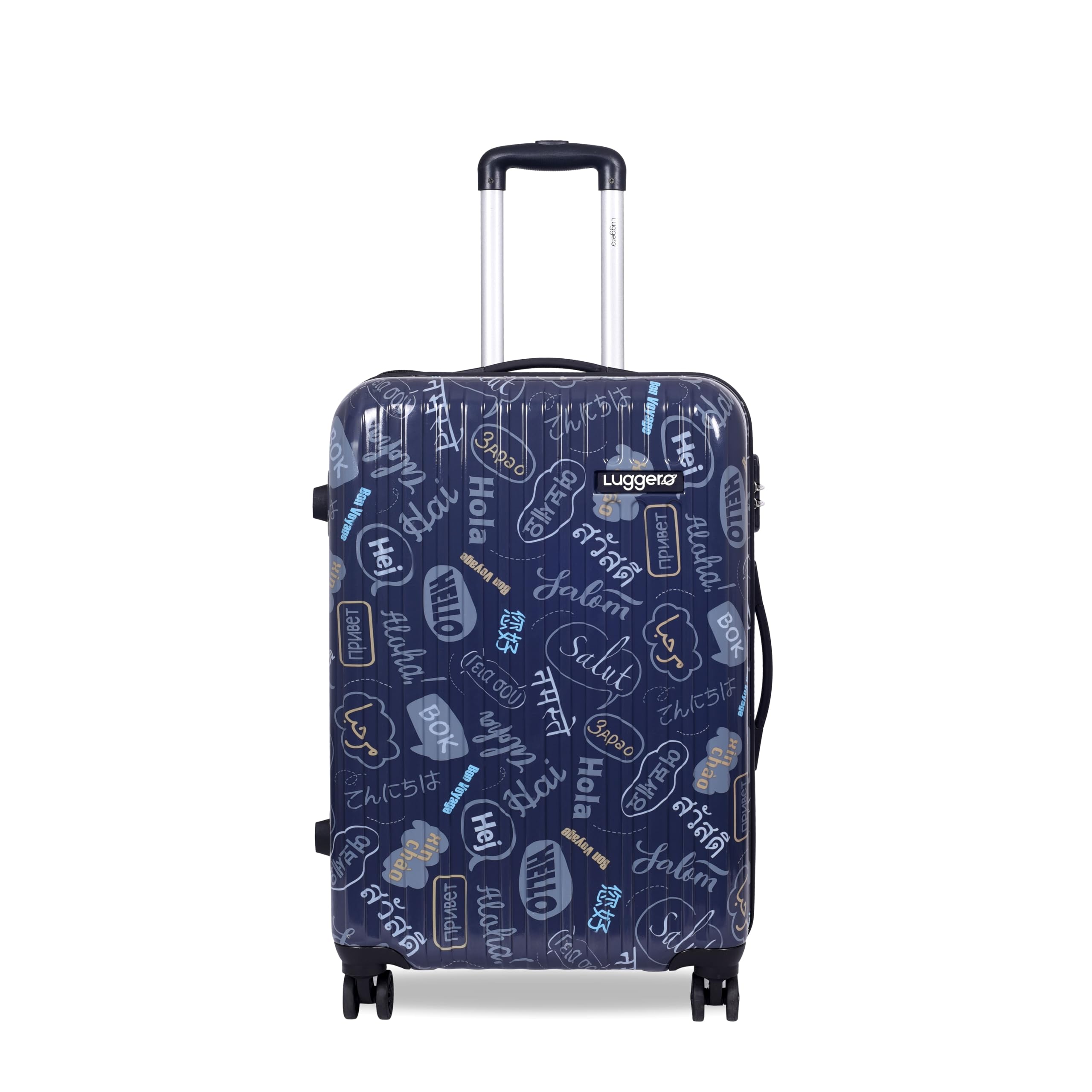 luggero Film Classic Light-Weight & Durable Polycarbonate Hello Blue Unisex Hard Luggage| Medium - 65cm|8 Smooth Spinner TPV Wheels, Outer Combi Lock-picture-24