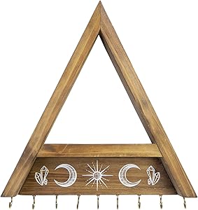 Stratton Home Decor Wooden Triangle Shelf Coat Hooks, Small, Brown
