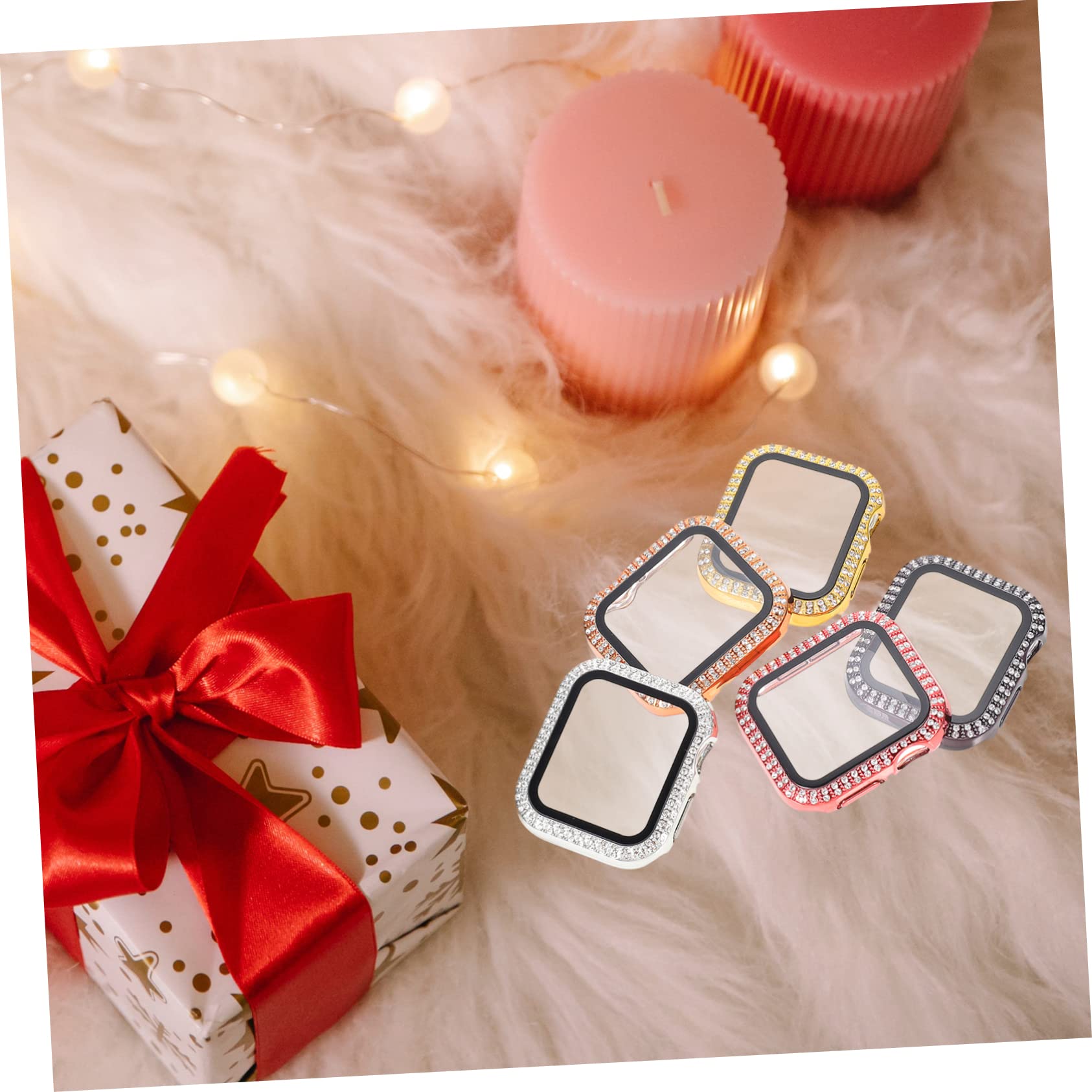 Gadpiparty 25stücke Teiliges Uhrenhülle Mit Gehärteter Folie Praktischer Schutz Für Watch Kompatibel Mit Rosé Und Roségold Anti-Kratzer Glitzer Design
