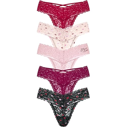 Victoria's Secret Women's Lace Thong Underwear, Panties for Women, Multi Pack