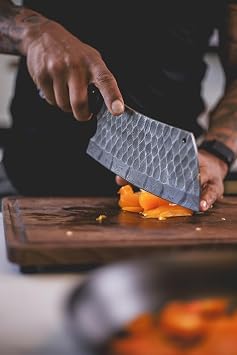 Cuso Cuts 7.5 Inch Damascus Steel Kitchen Cleaver | Damascus Kitchen Knife Ultra Sharp Chef Knives with Ergonomic Handle for Cooking | Professional Damascus Meat Cutting Knife