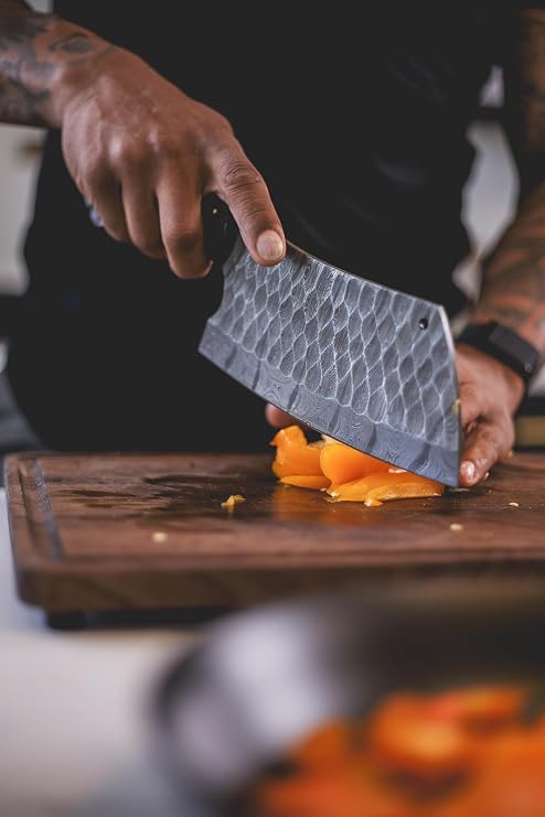 Cuso Cuts 7.5 Inch Damascus Steel Kitchen Cleaver | Damascus Kitchen Knife Ultra Sharp Chef Knives with Ergonomic Handle for Cooking | Professional Damascus Meat Cutting Knife