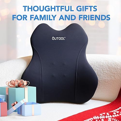 Miniatura 2 de QUTOOL Almohada de apoyo lumbar para silla de cocheoficina, cojín de respaldo de espuma viscoelástica para asiento de automóvil, correa ajustable