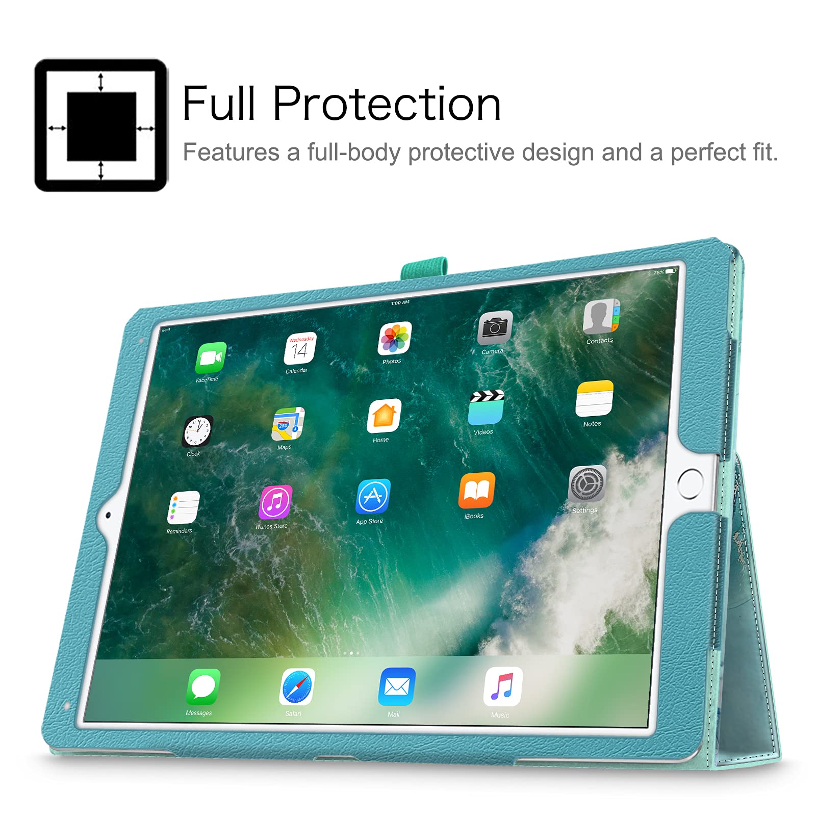 FINTIE Etui folio do iPada Pro 12,9 (2. generacji) 2017 / iPad Pro 12,9 (1. generacja) 2015 - [ochrona narożników] wysokiej jakości skóra PU pokrowiec ochronny z funkcją automatycznego uśpienia/budzenia (szmaragdowy marmur)