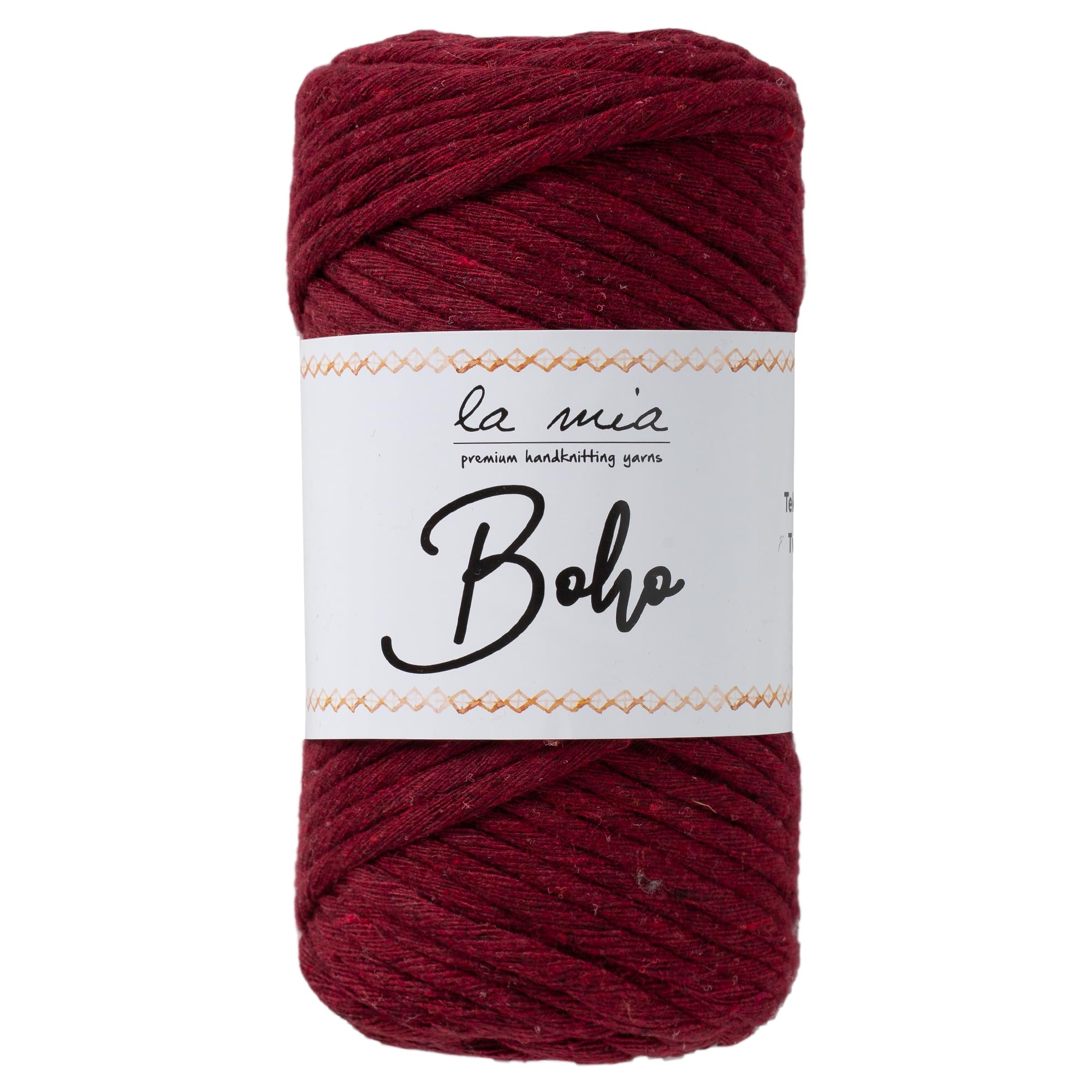 La Mia1 Skein La Mia Boho Cotton Macrame Cord, 100% Cotton Yarn for Macrame Projects, 250 gr (8.8 oz) / 75 m (82 Yards), Claret - L065