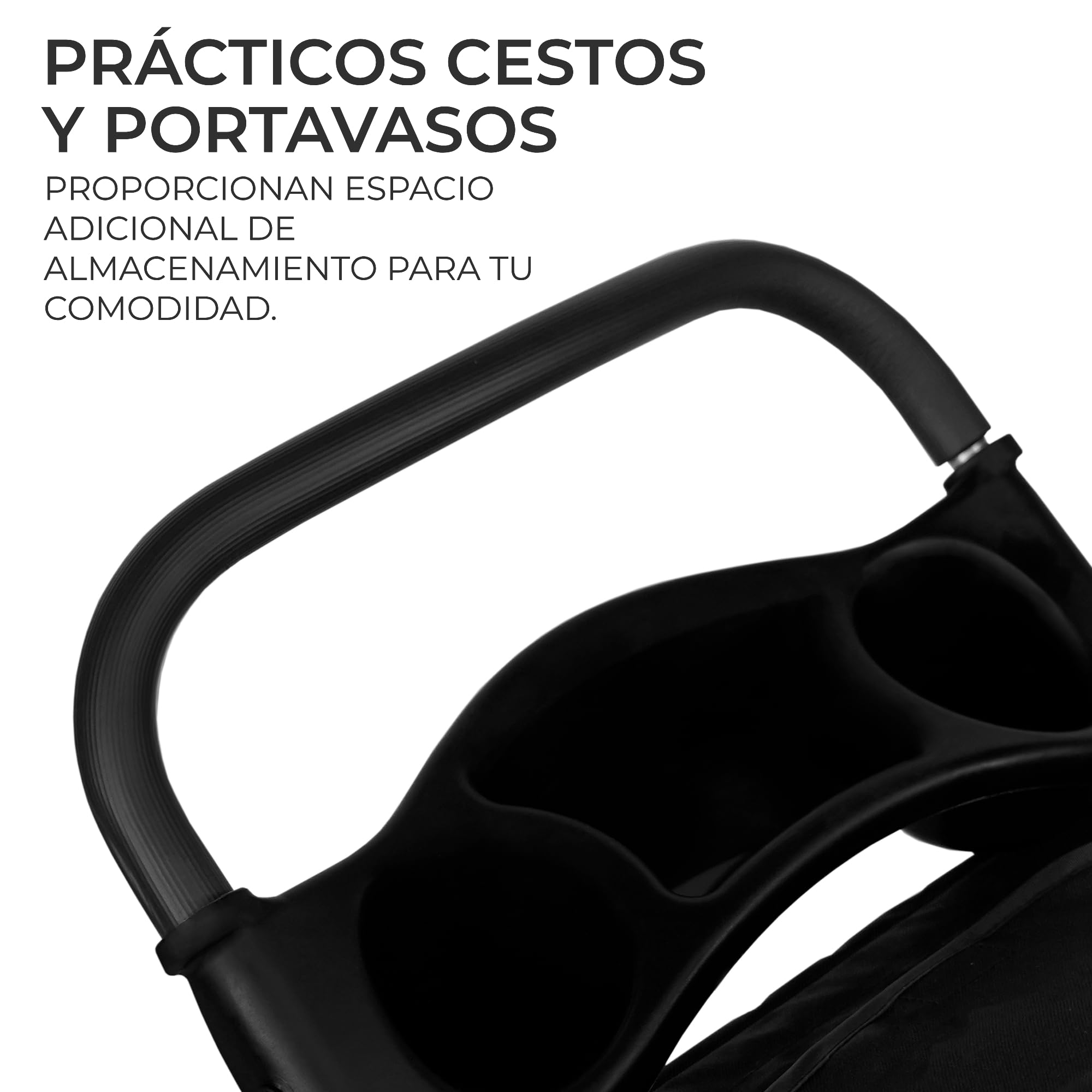 Cochecito Plegable para Mascotas NEGRO | Capacidad Carga 15kg | Correa de seguridad | Cesta Portavasos y Cubierta de lluvia GRATIS | Carrito de Viaje para Perros Gatos Pet Travel Stroller