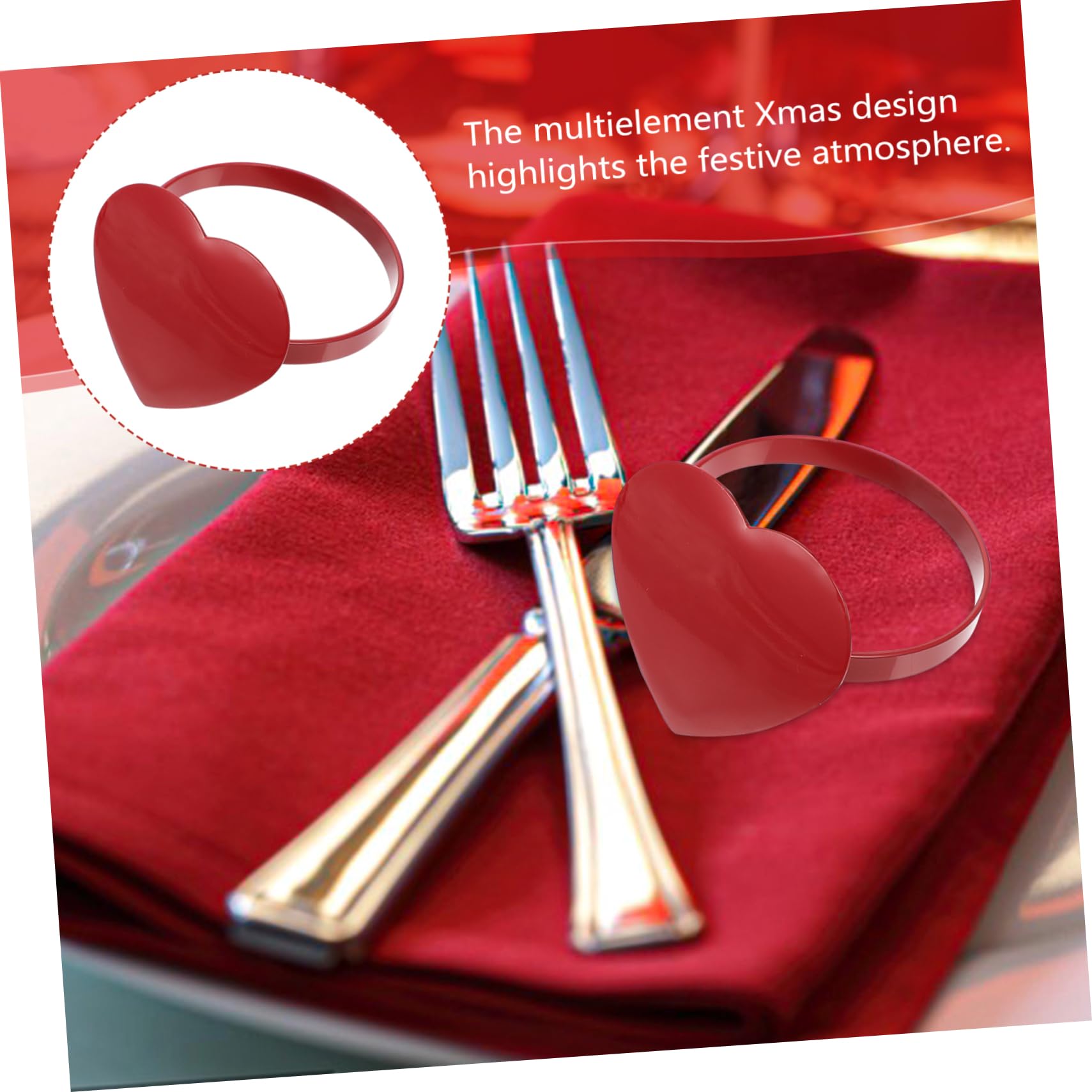 TOPBATHY 3 Juegos Botón De Servilleta De Corazón Decoración De Mesa De San Valentín Sujetadores De Servilleta para Ocasiones Especiales Puesto De Joyería Servilletero Dorado Metal 8 Uds * 3
