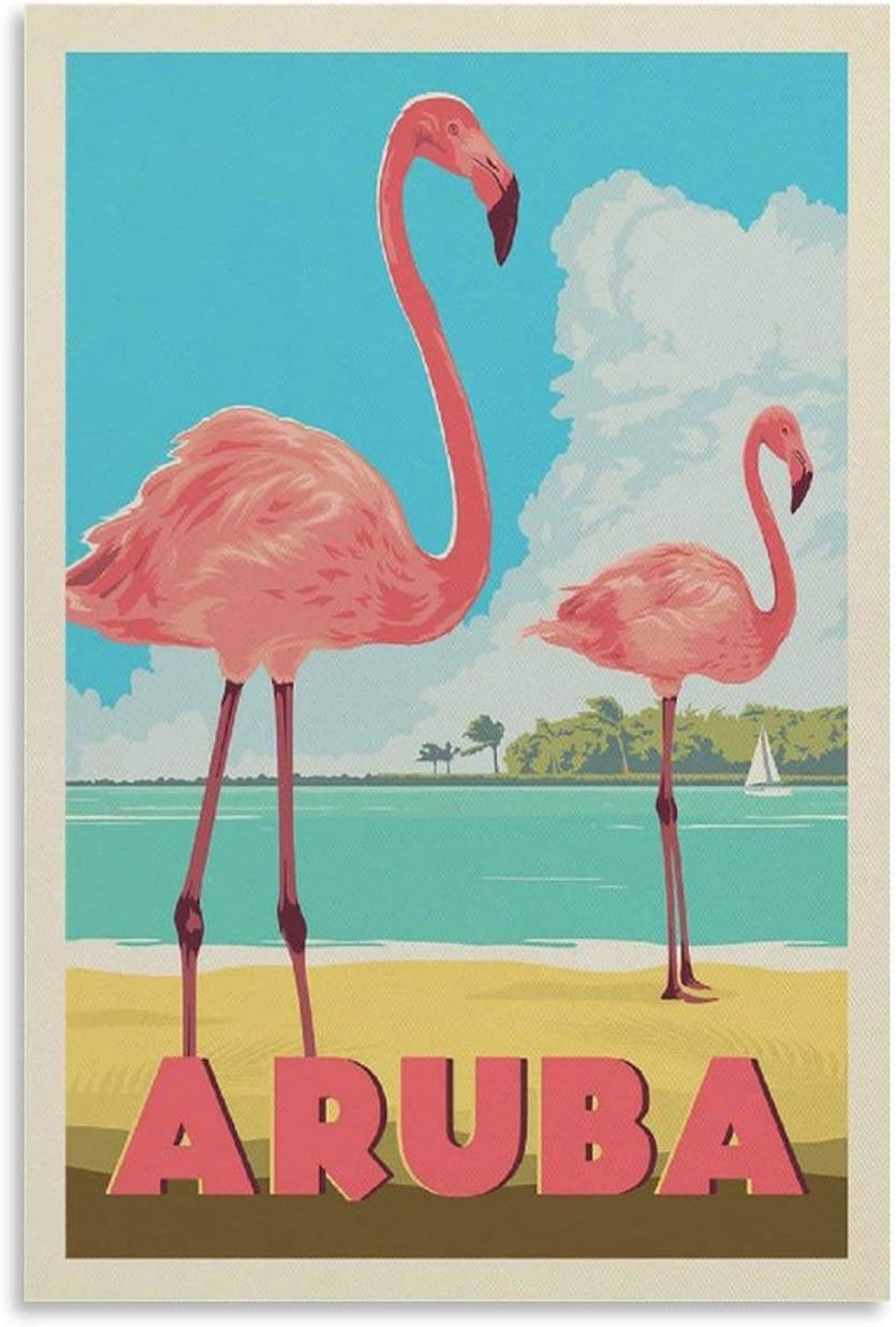 ZYTN Aruba Vintage Travel Poster Canvas Art Poster and Wall Art Picture Print Modern Family Bedroom Decor Posters 12x18inch(30x45cm)