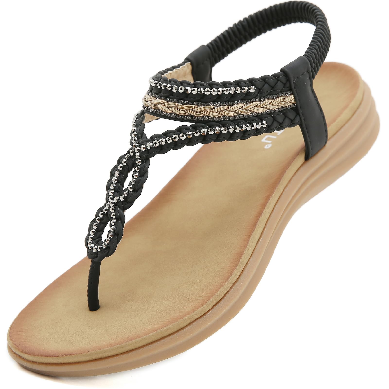 Ulicox Womens Sandals Comfortable Dressy with Elastic Ankle Strap