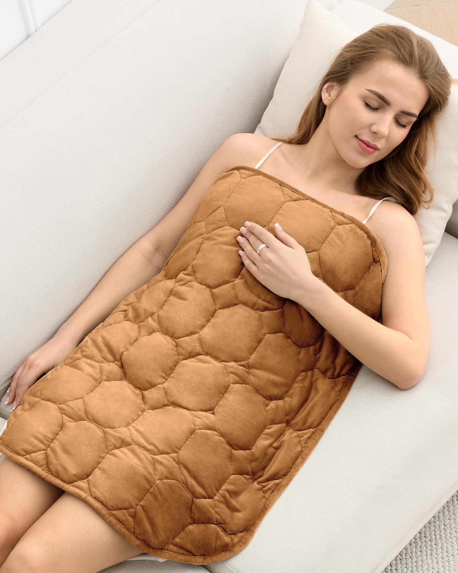 Cottonblue Small Weighted Lap Blanket Pad for Adults 7 lbs 24"x29", Brown