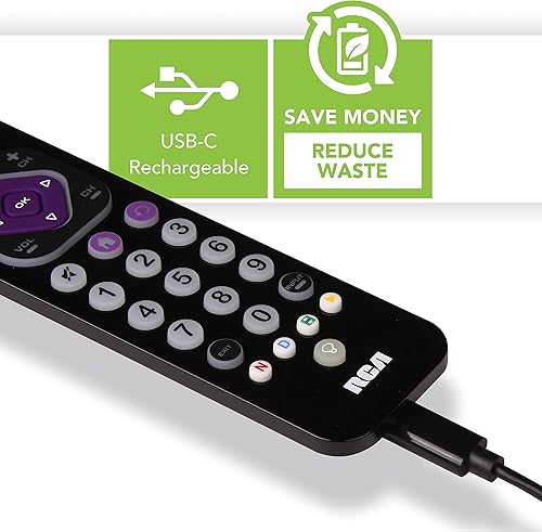 Miniatura 3 de RCA Control remoto universal recargable para transmisión de 4 dispositivos, para TV, audio, barra de sonido, dispositivos de transmisión, ultra