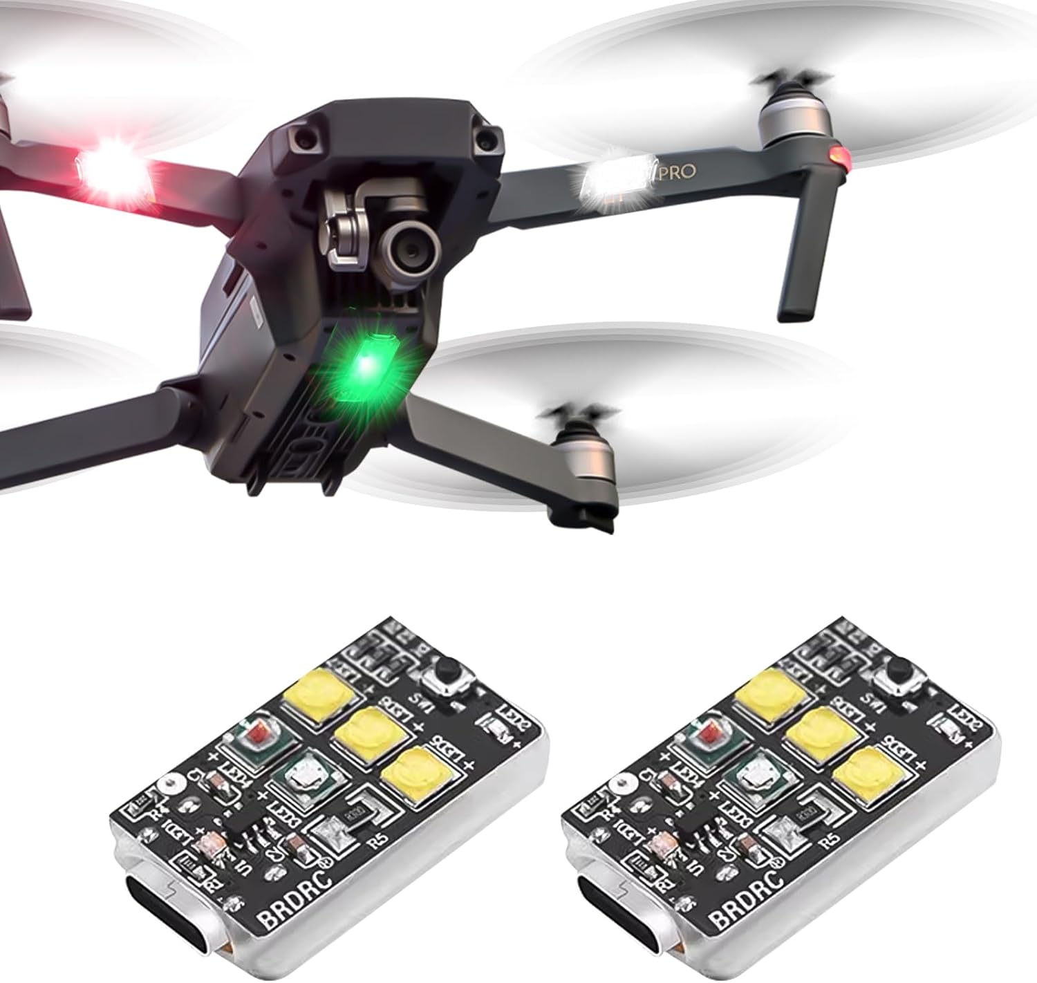 x xotic tech Mini Drone Strobe Light Super Bright LEDs Compatible with DJI RC Quadcopters Drone Night Flying Anti Collision LED Lamp Rechargable Accessories(2 Sets)