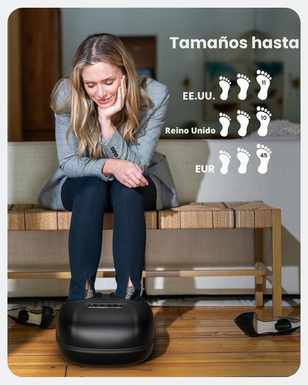 RENPHO Masajeador de pies portátil con calor, masajeador de pies Shiatsu | Masaje Shiatsu con amasado, rodamiento y compresión de aire para el hogar, la oficina o después, regalo mujer hombre, negro