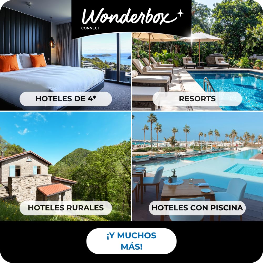 WONDERBOX – Cofre Regalo Estancia Deliciosa - 1 Noche en Media pensión para 2 Personas - Escapada para Parejas - Regalar experiencias - Hoteles en España con Comida o Cena incluida