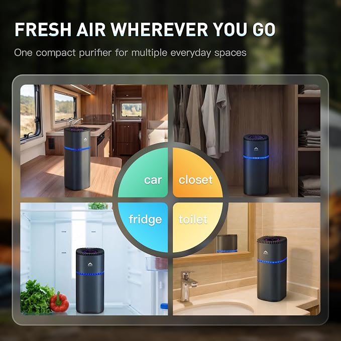 Purificador de aire portátil para auto con cobertura de 216 pies² miniatura 9