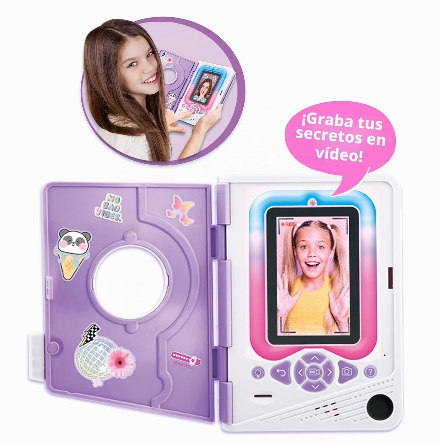 Canal Toys - Creator - Video Diario Secreto con Huella Dactilar y Cámara | Con Pegatinas, Cable USB, Efectos de luz y de Imagen