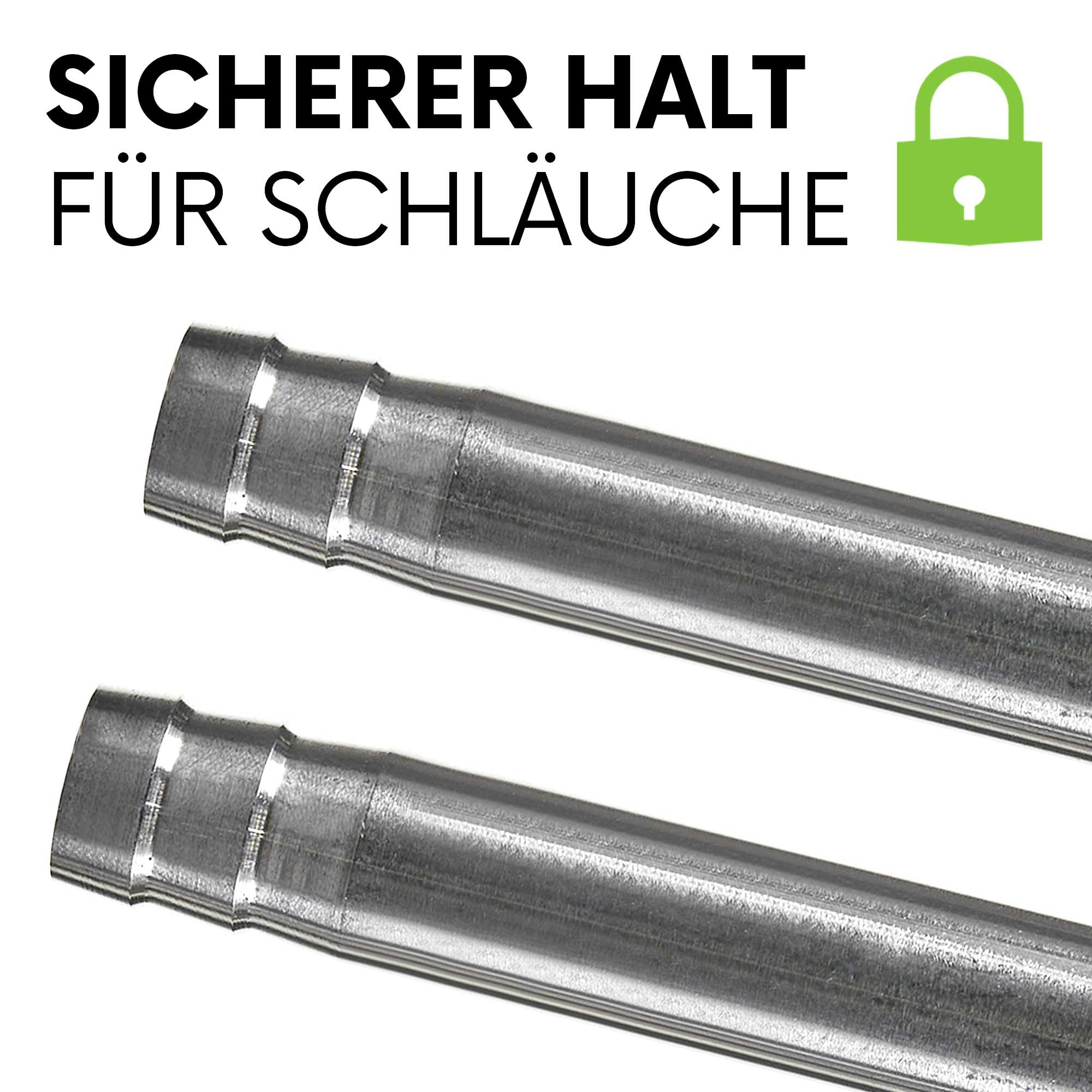 Mini tubo de filtro de acero inoxidable | Set de entrada y salida | Inflow-Outflow | Compatible con mangueras de filtro de 12/16 mm | con fijación de aluminio