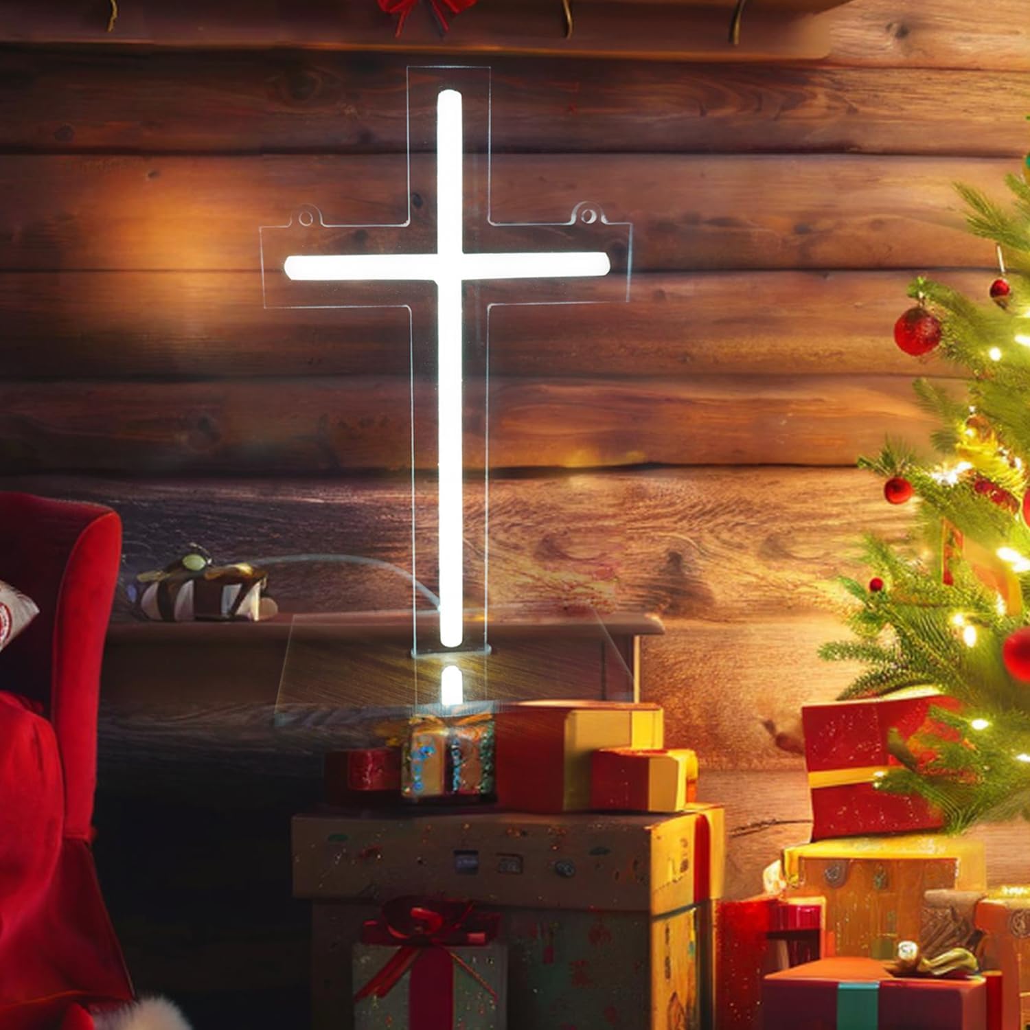 Jesus Cross Personalized Neon Sign for Wall Decoration Dimmable LED Neon Sign Bedroom Wall LED Sign Church Prayer Room or Christian Store Faith Christ Memorial Place 9.5x5.5 Inch - Image 7