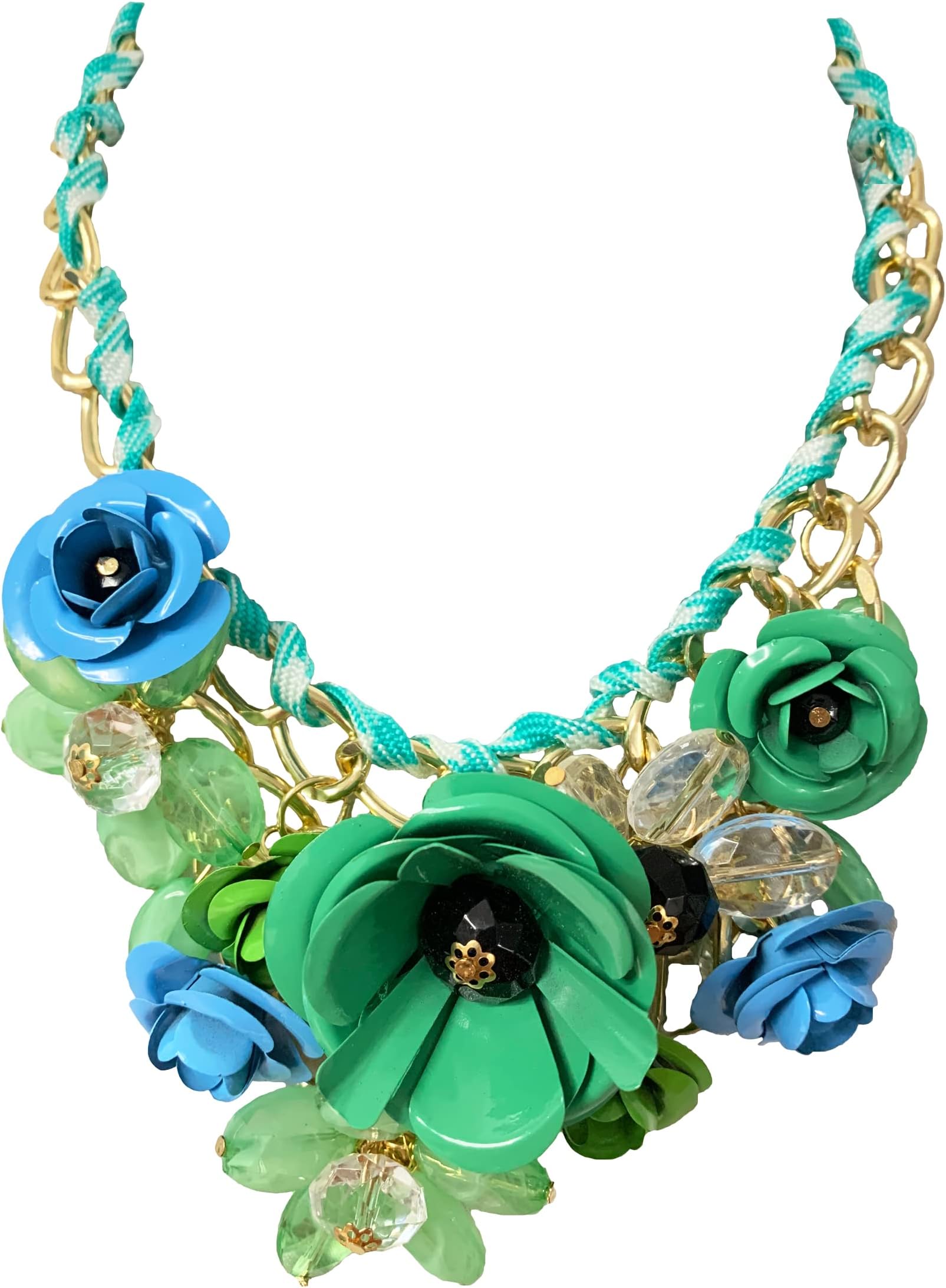 Flower Bib Statement Necklace Chunky Flower Statement Necklace Drama Bib Collar Jewelry Set for Women Prom Party Jewelry