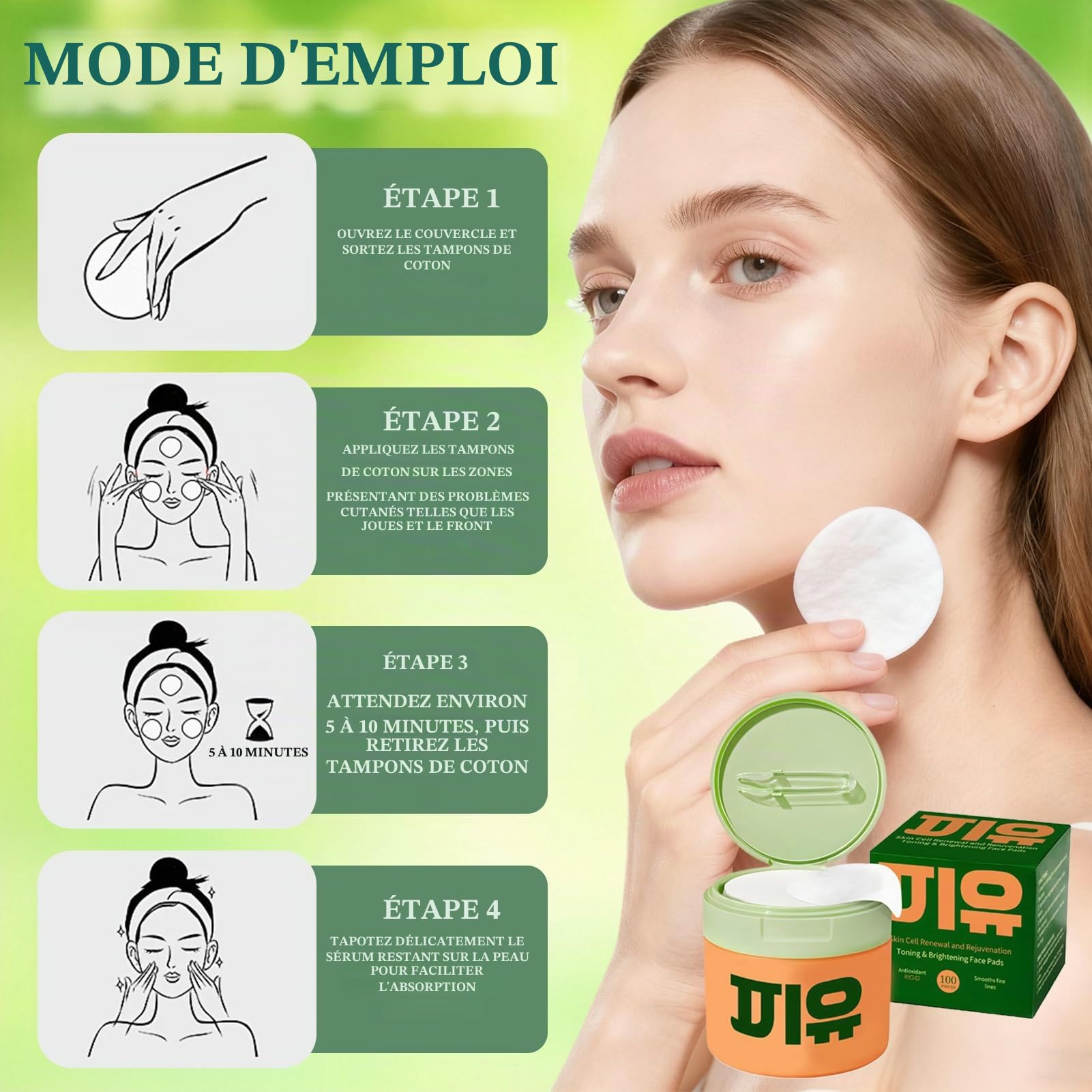 200pcs Toner Pad Centell,Toner Pads,Korean Centella Tampons de Toner Hydratants,Anti-Âge,Éclaircissant,Rides Minimisant