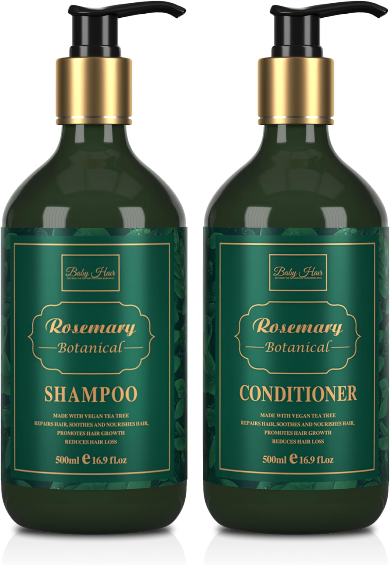 Rosemary Botanical Shampoo & Conditioner Set Anti Hair Fall & Hair Growth Promoting formulas with Panthenol (Pro-vitamin B5), Rosemary & Tea Tree Oil, and multivitamins (Vitamin A, B3, B5, D