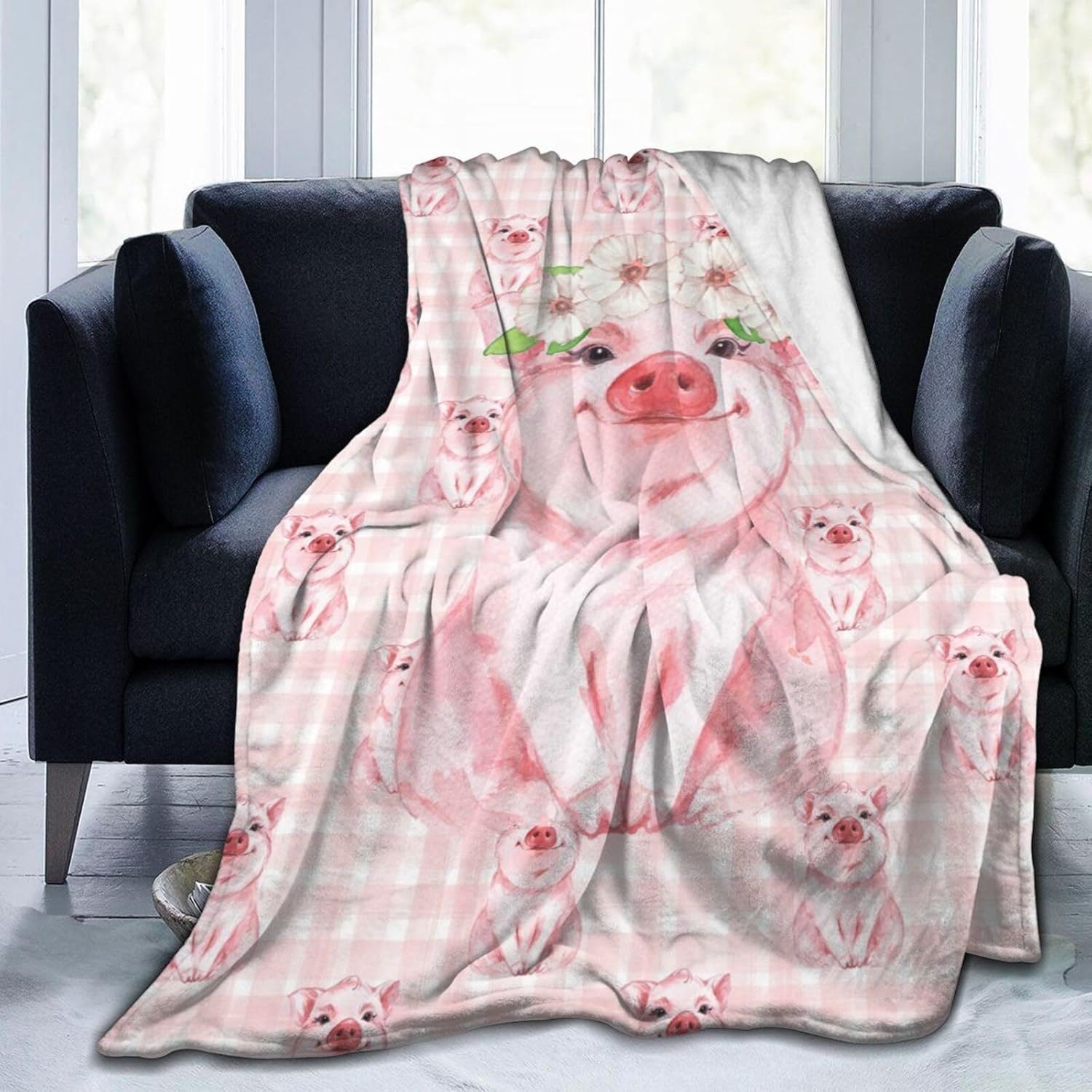 Pretty Pig Kawaii Piggy Blanket Soft Comfy Flannel Throw Blankets Lightweight Warm Bed Throws Plush for Couch Sofa Camping Office Travel Home Bedroom Decor Girls Boys Teens Kids Gifts 50"X40" - Image 8
