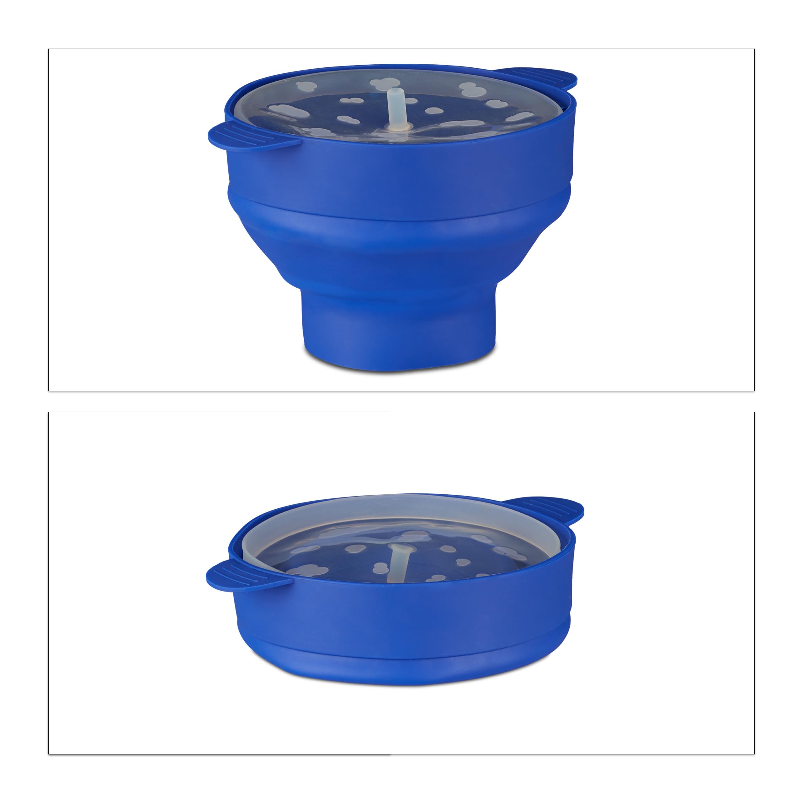 Relaxdays Popcorn Maker in Silicone da Microonde, Pop Corn Popper Pieghevole, Senza Olio, Ciotola Cuoci Pop-corn, Blu